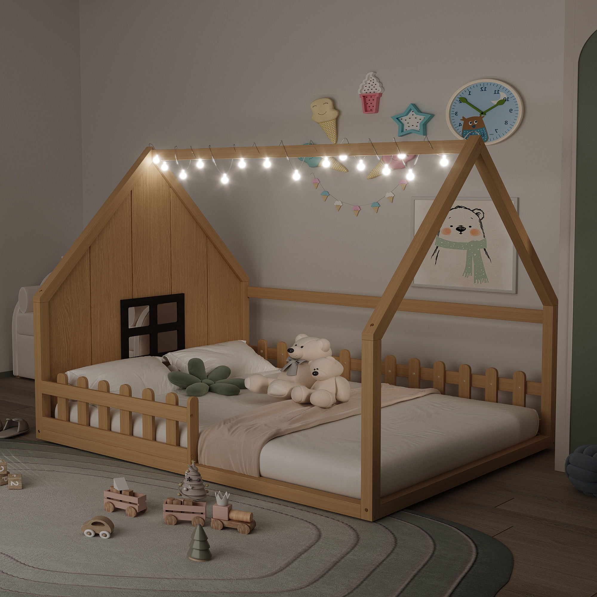 House Bed With Window And Fence