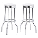 Retro Upholstered Metal Swivel Bar Stool Red (Set of 2)