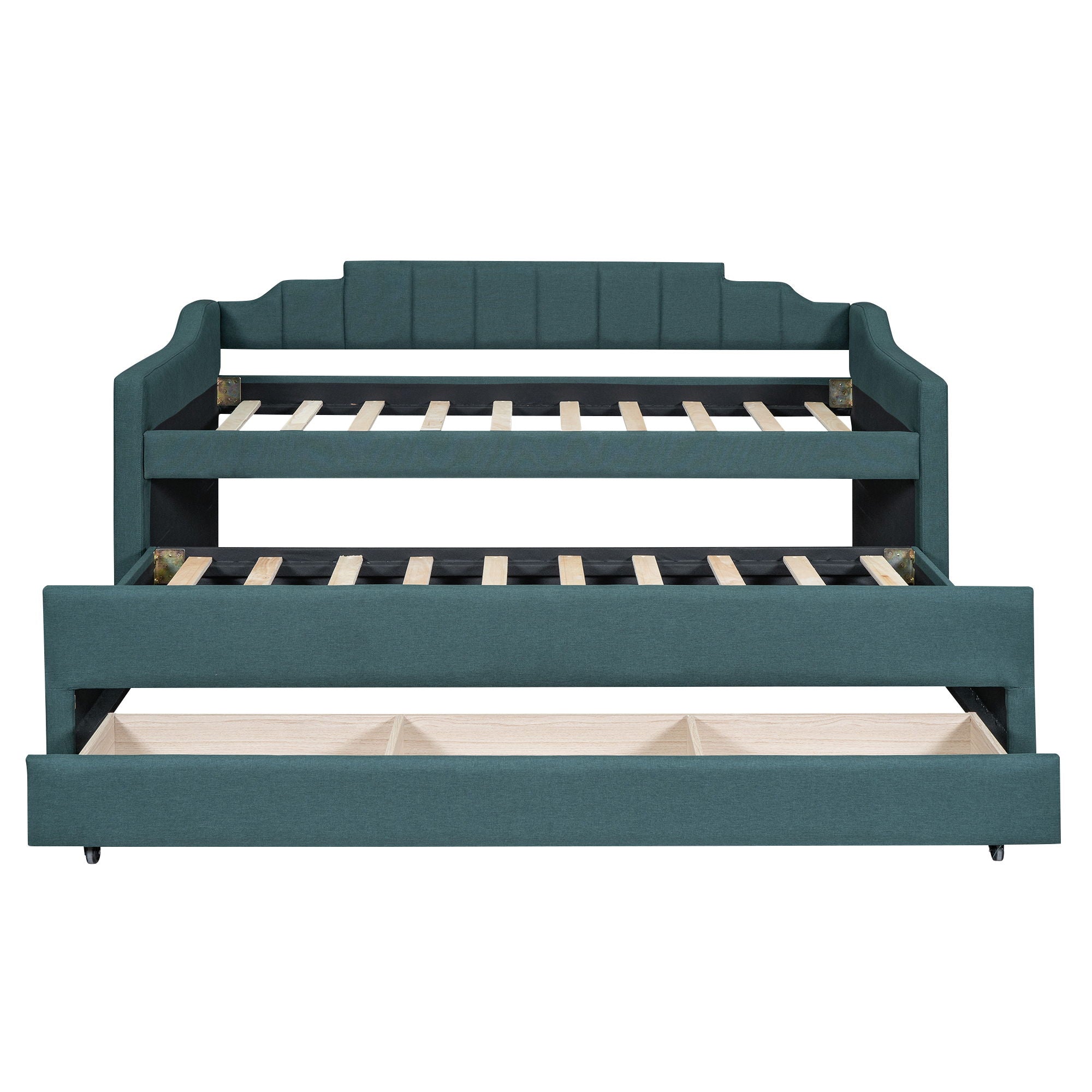 Upholstered Simple Design Daybed With Trundle And 3 Drawers