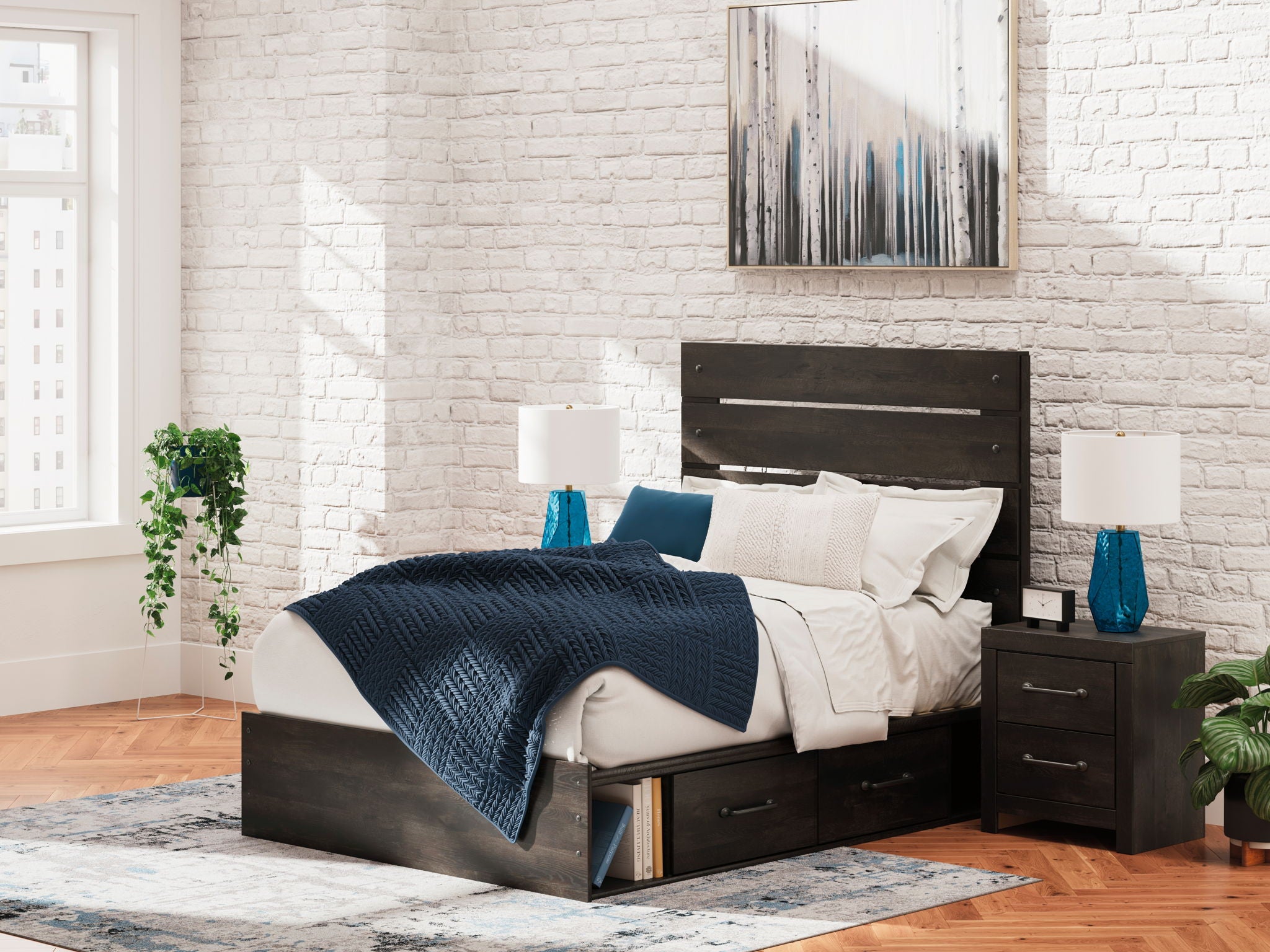 Hollivern - Panel Bed With Storage