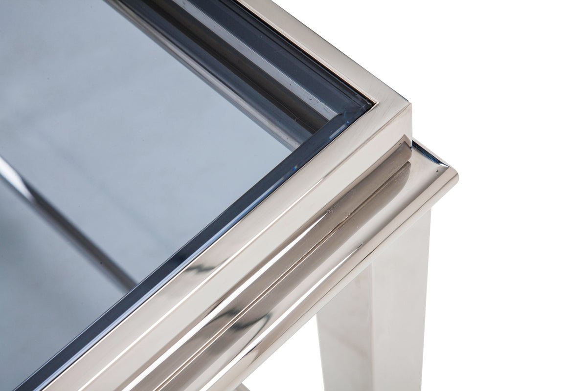 Modrest Agar Modern Glass & Stainless Steel Coffee Table