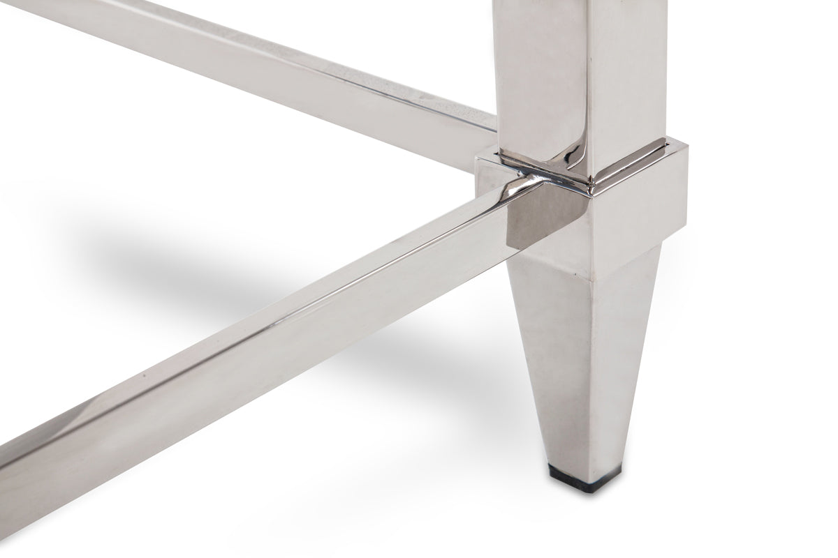 Modrest Agar Modern Glass & Stainless Steel Coffee Table