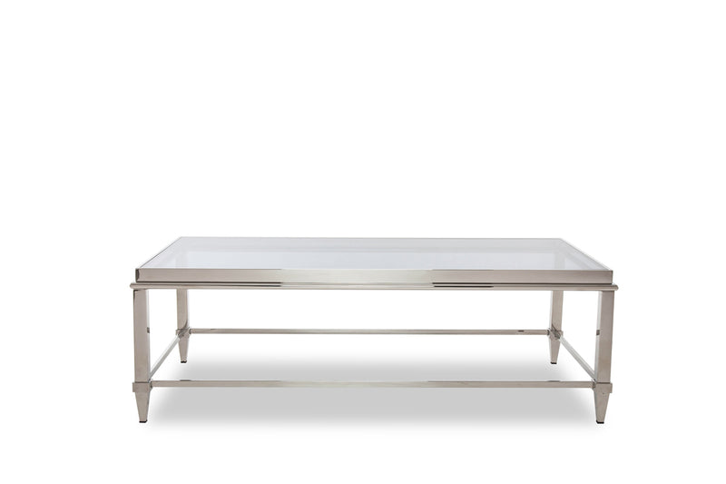 Modrest Agar Modern Glass & Stainless Steel Coffee Table