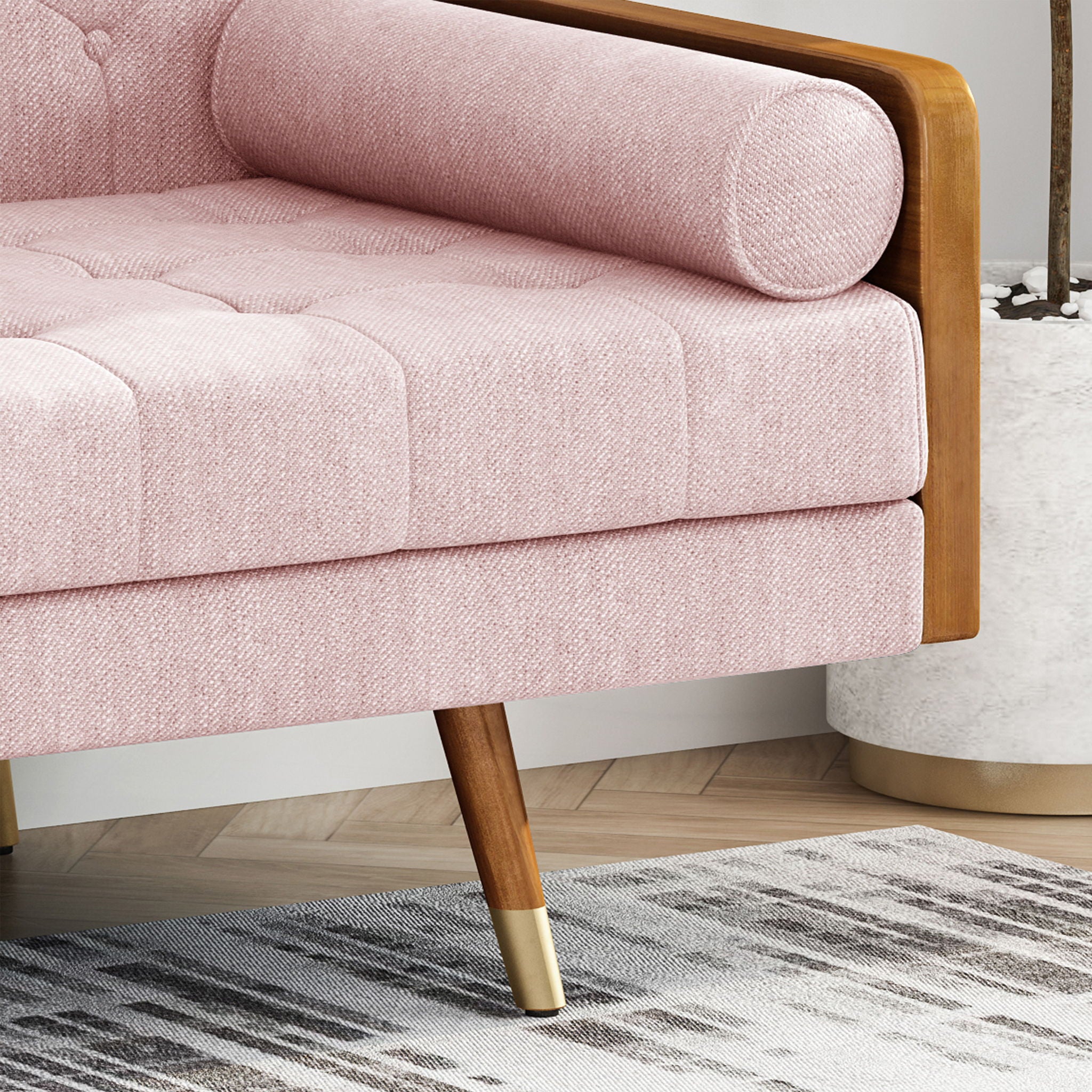 Aidan - Mid Century Modern Tufted Fabric Sofa