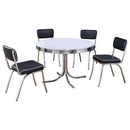 Retro  Oval Dining Table Set White and Black
