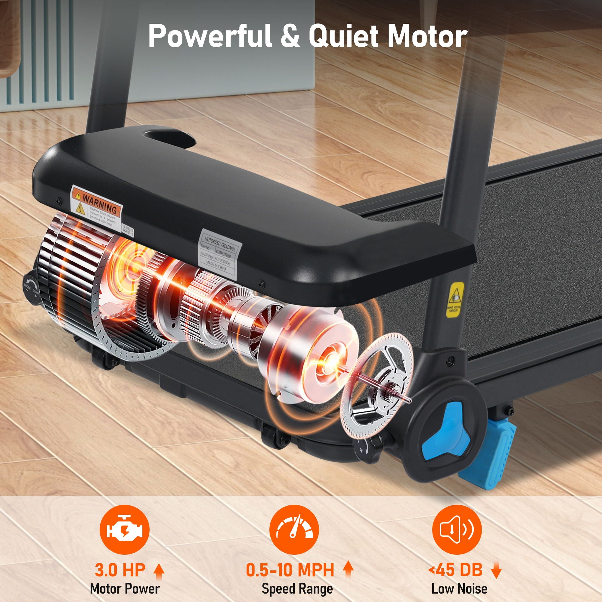 Folding Treadmills For Home Small, 3.0Hp Portable, 10Mph Walking Pad With Incline, Bluetooth, Heart Rate Sensors, Charge Station - Black