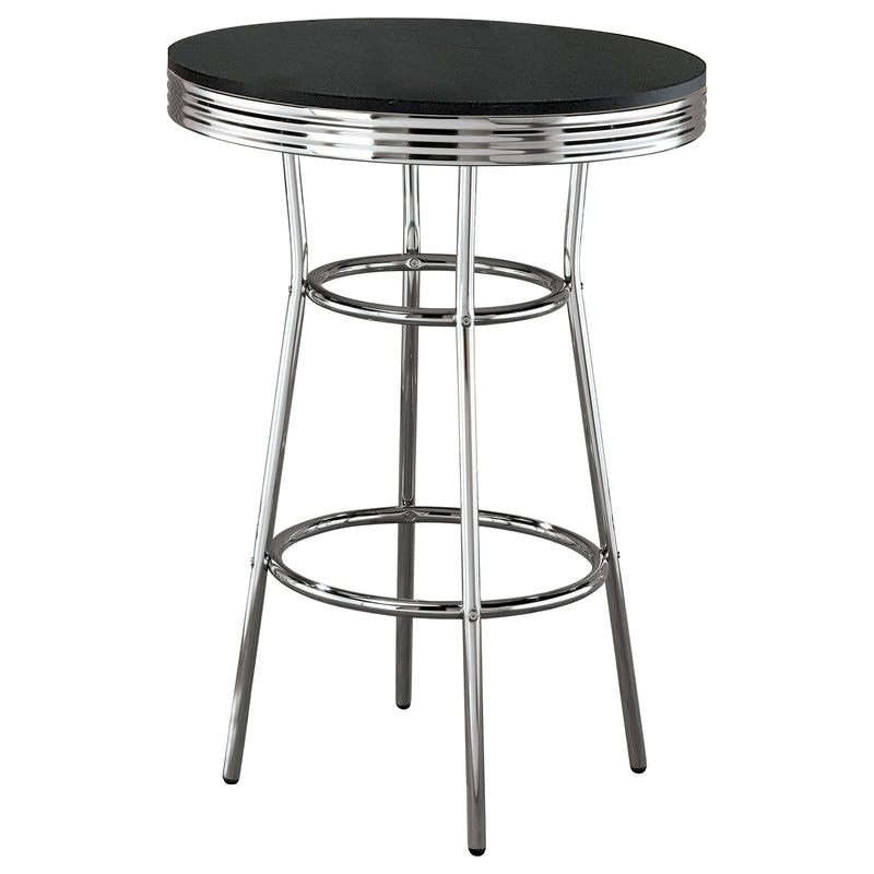 Retro  Round 1950s Bistro Pub Bar Table Set Black