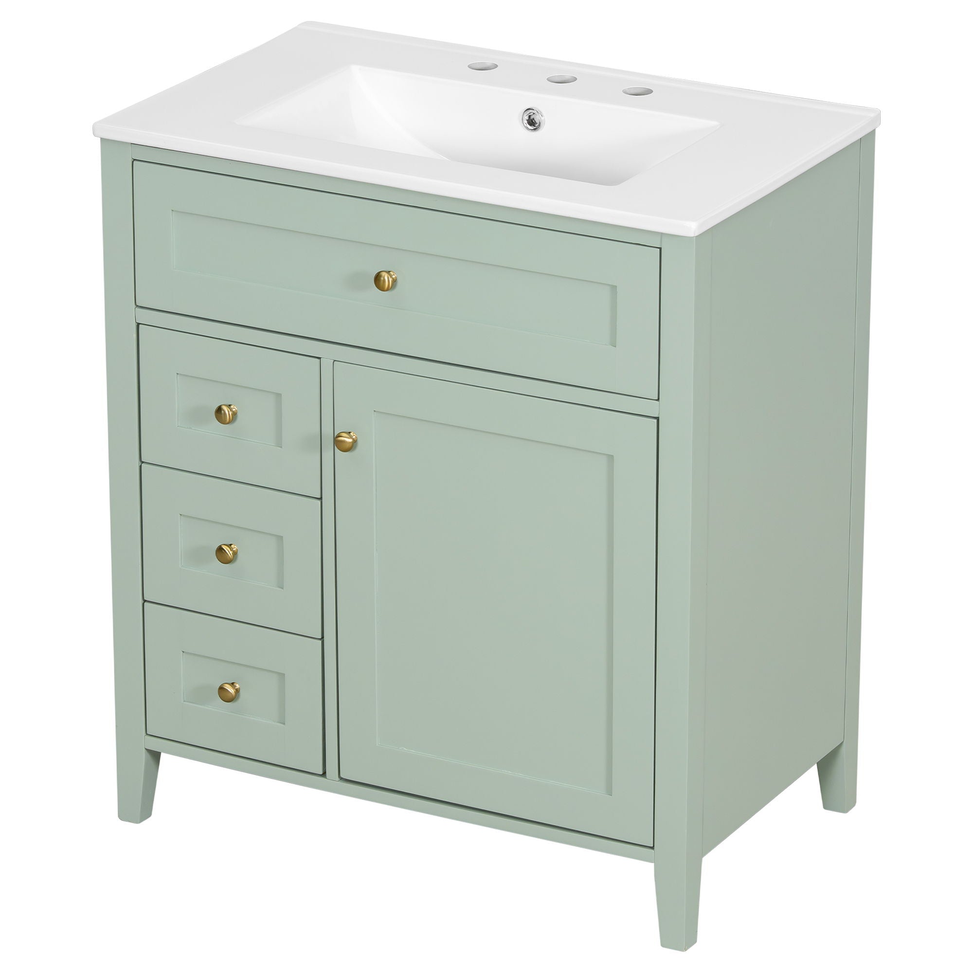 Modern Bathroom Vanity With Sink, 3 Drawers And Adjustable Shelf