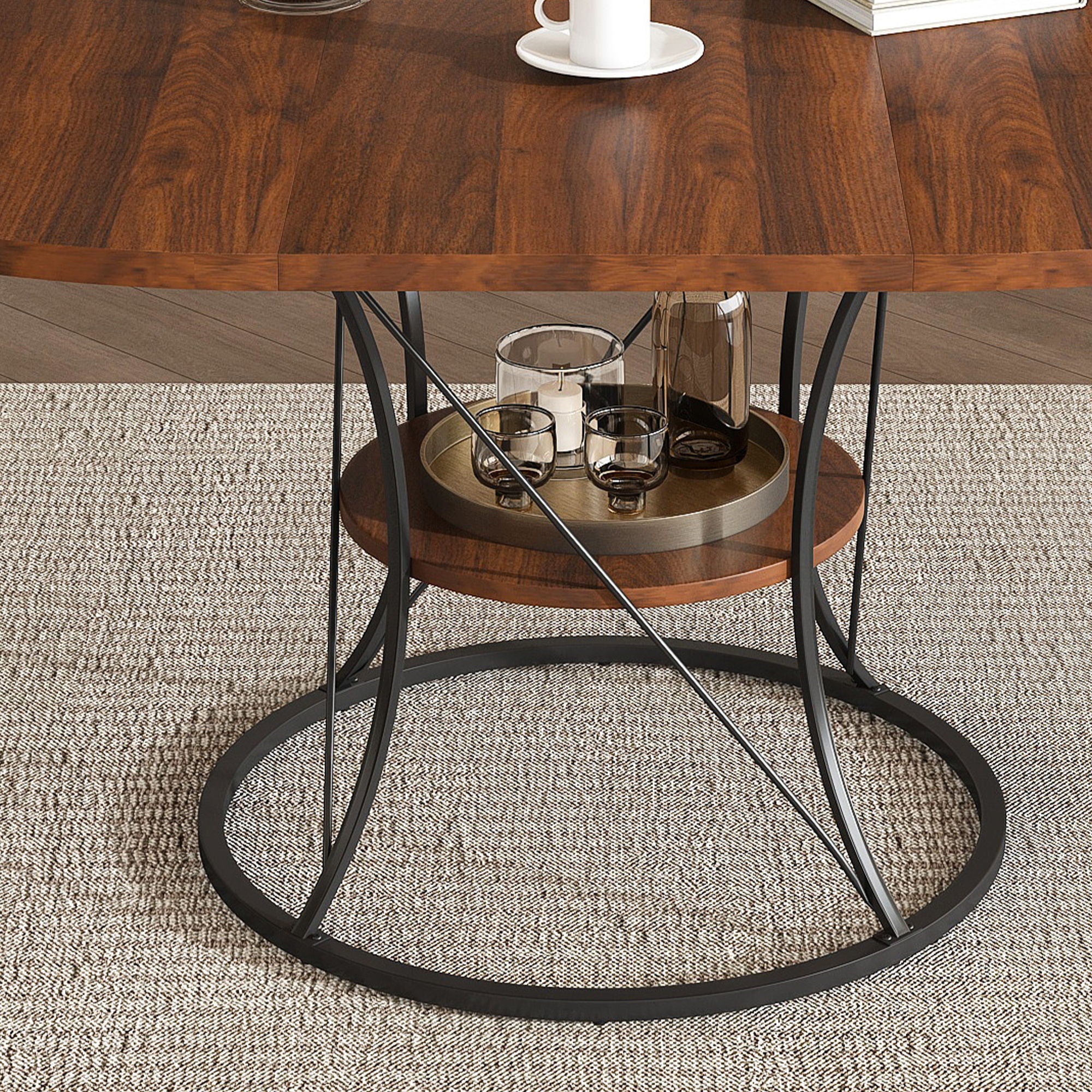 Round Extendable Dining Table Set With Chairs