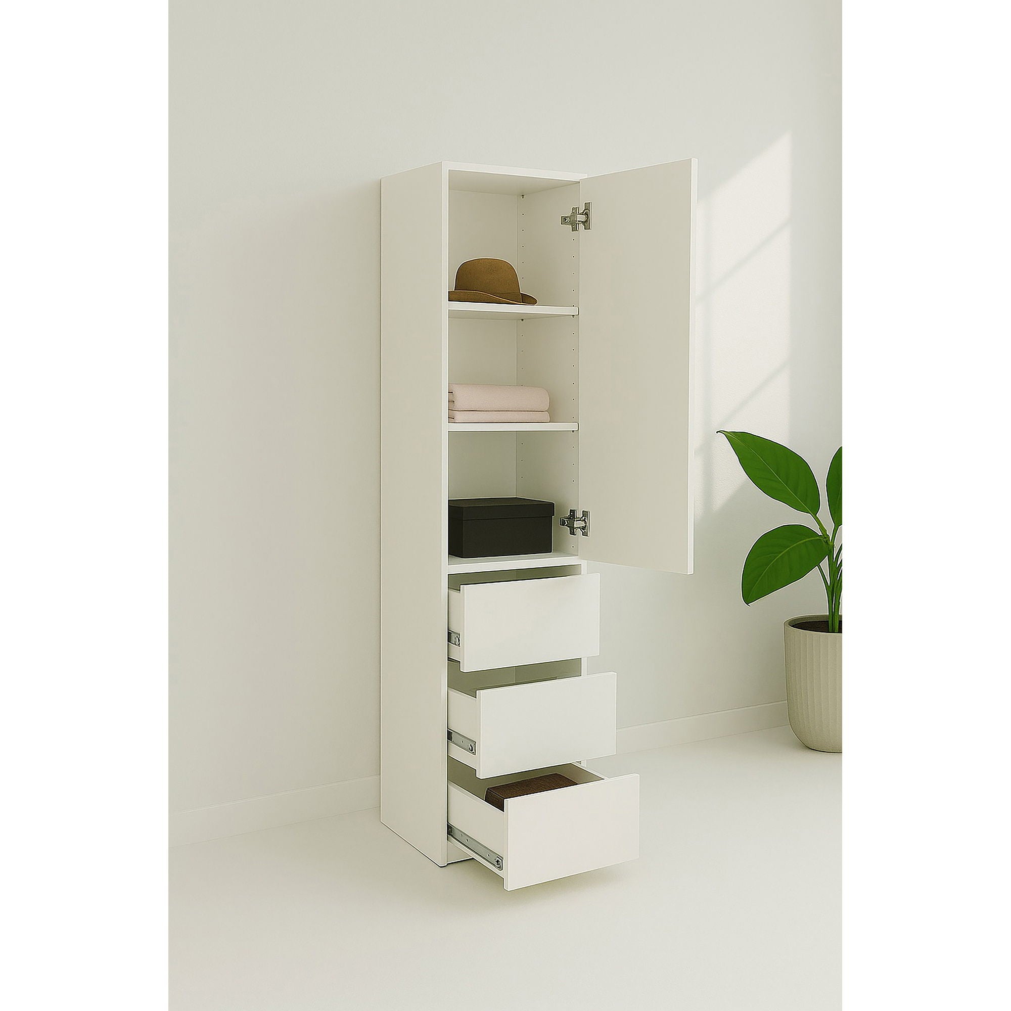 Elise - Modular Closet System With Mirror - White - Wood