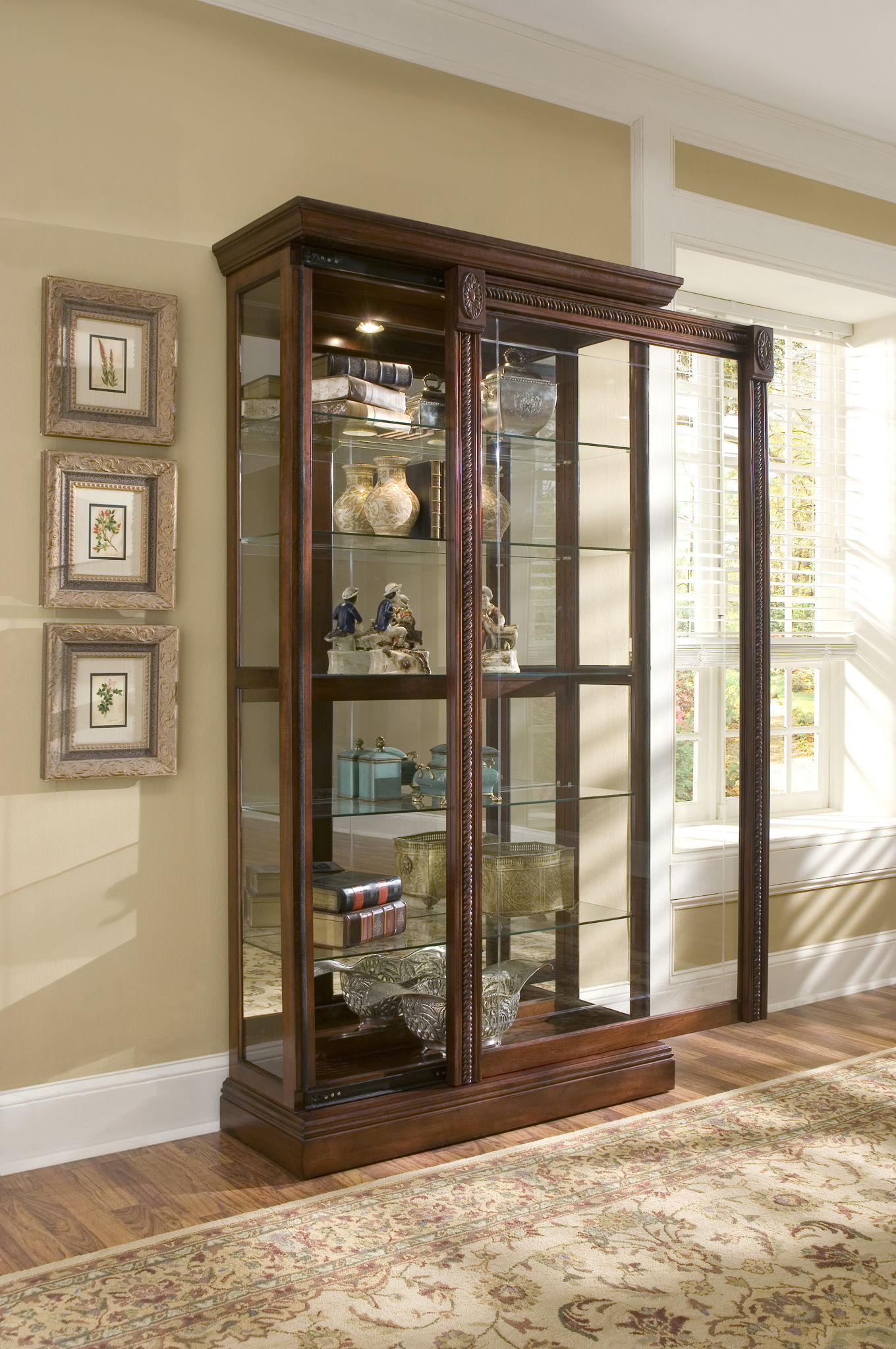 PFC Curios - Lighted Sliding Door 5 Shelf Curio Cabinet