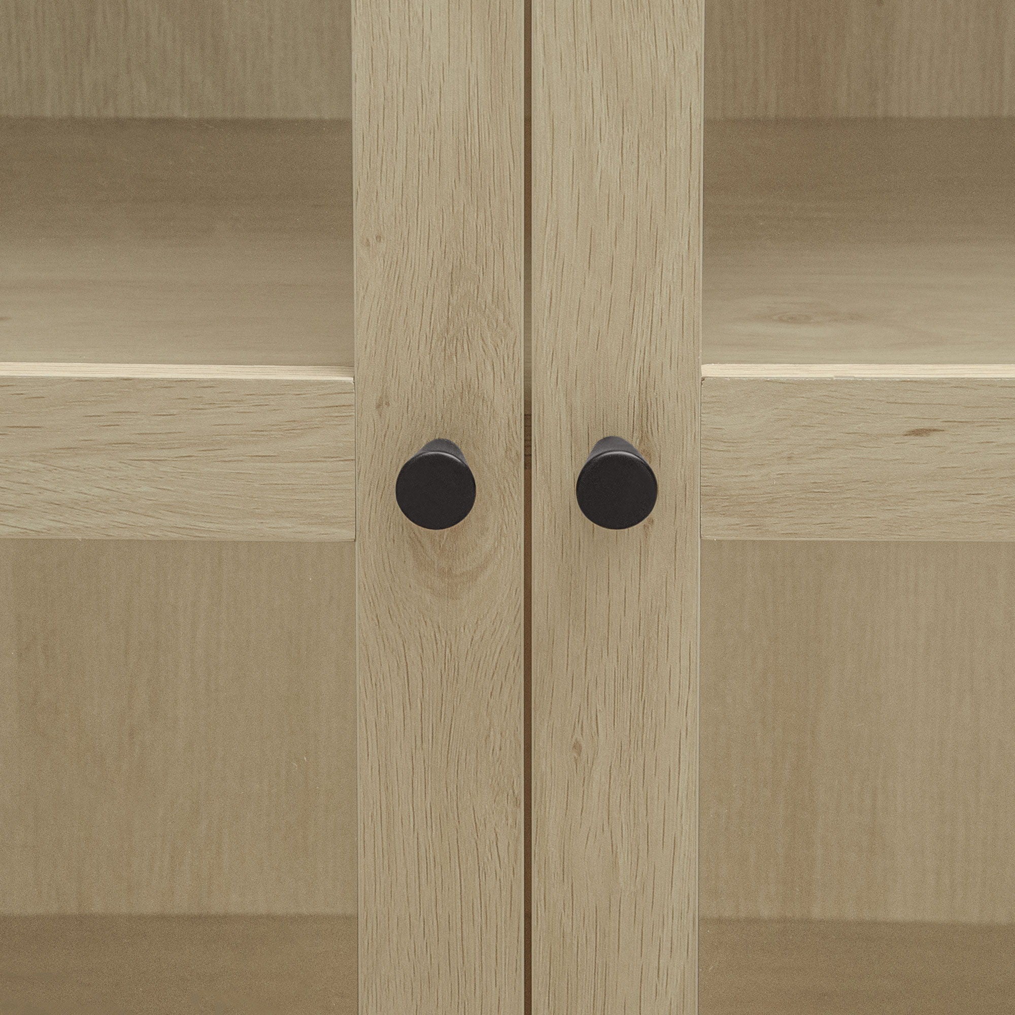 Tall Arched Kitchen Pantry, Modern Farmhouse Wood Kitchen Storage Cabinets, Arched Storage Display Cabinet With Adjustable Shelves, Versatile Cupboard For Kitchen, Dining Room, Living Room - Natural