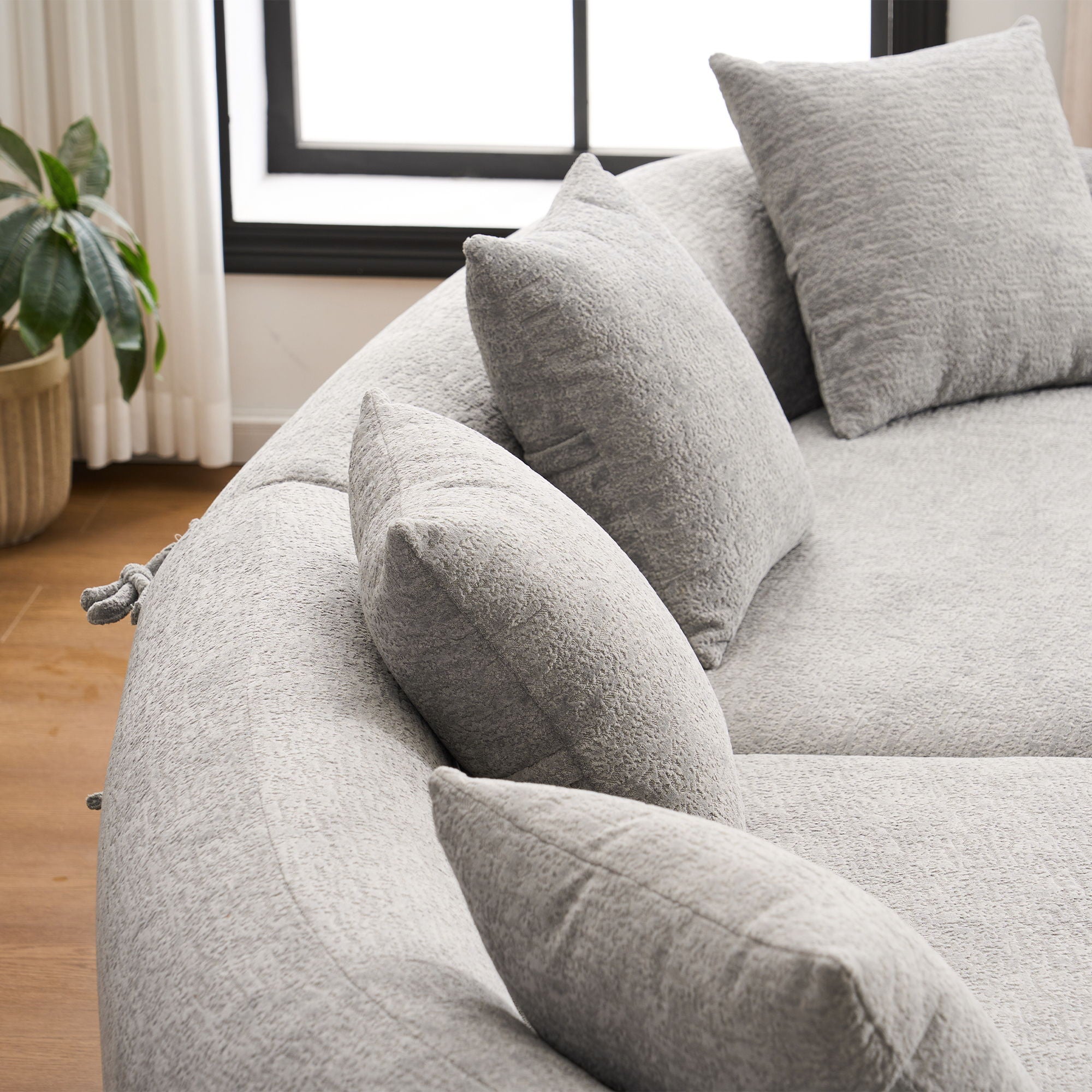 4 Seater Sofa With Fabric, 30D, 60 Hardness Full Sponge, 4 Pillow For Living Room, Home Furniture Sleeper Sectional Sofa For Apartment