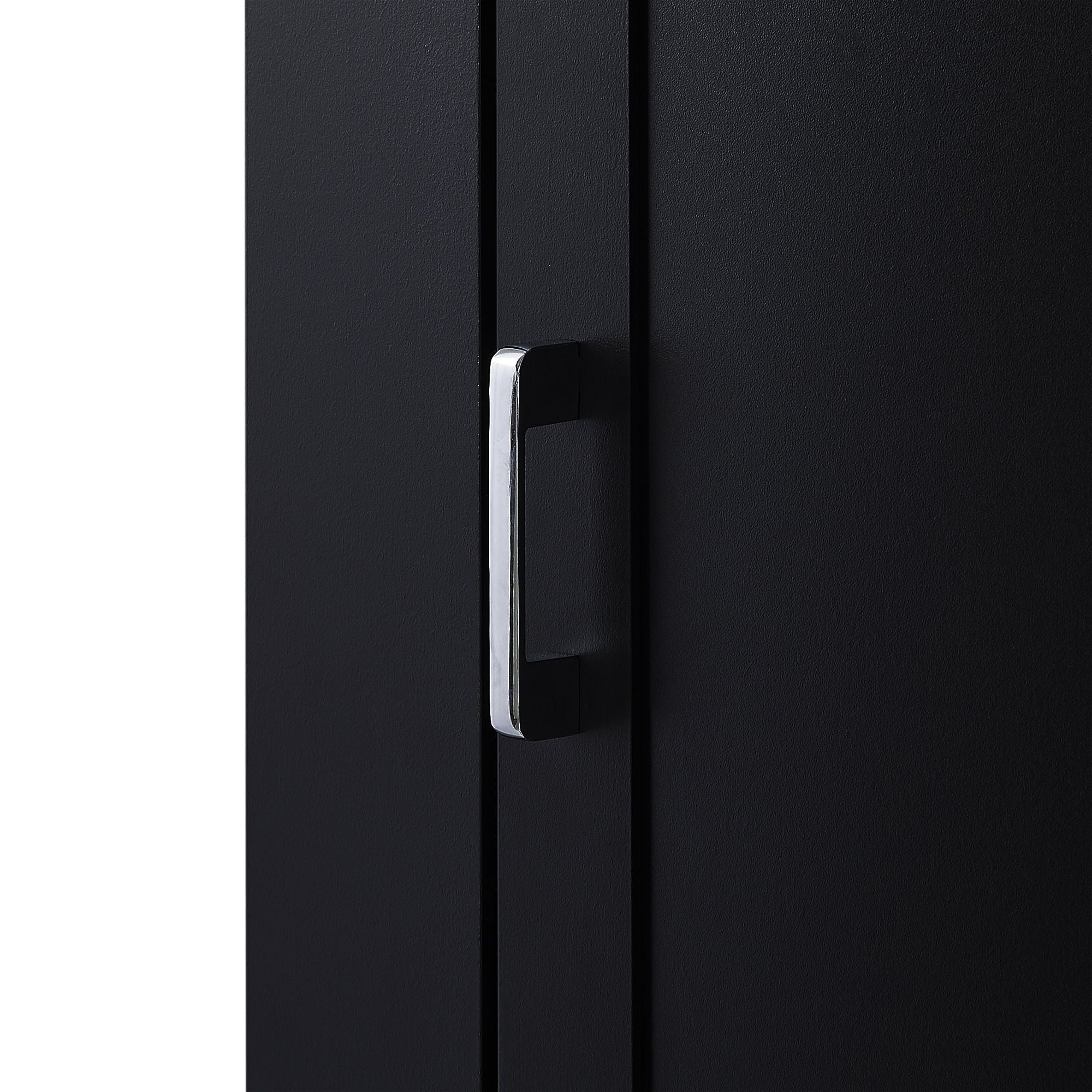 Tall Freestanding Bathroom Storage Cabinet With Adjustable Shelves And Side Hooks Board, Rectangle Design