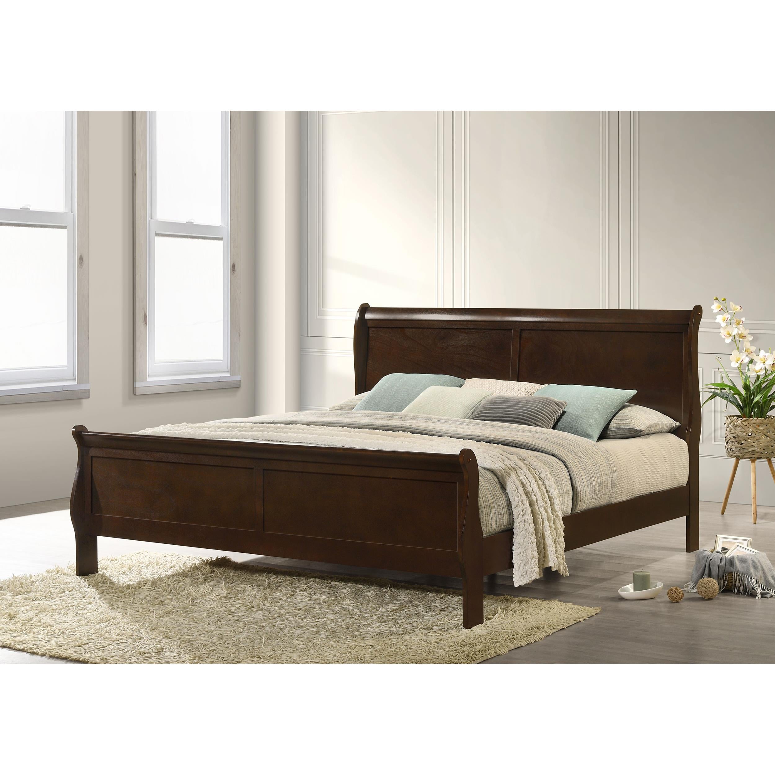Diamond Modern Furniture COA Louis Philippe King Panel Sleigh Bed 202411KE IMAGE 6