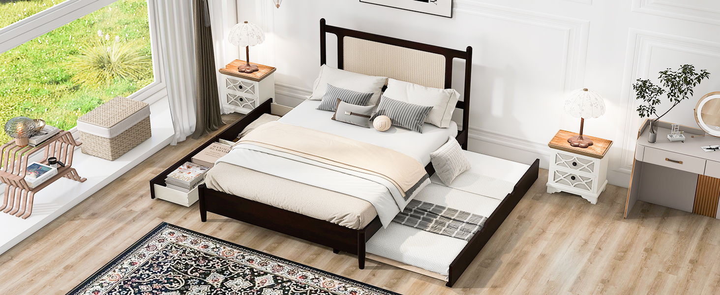 Platform Bed With 2 Big Drawers & Trundle