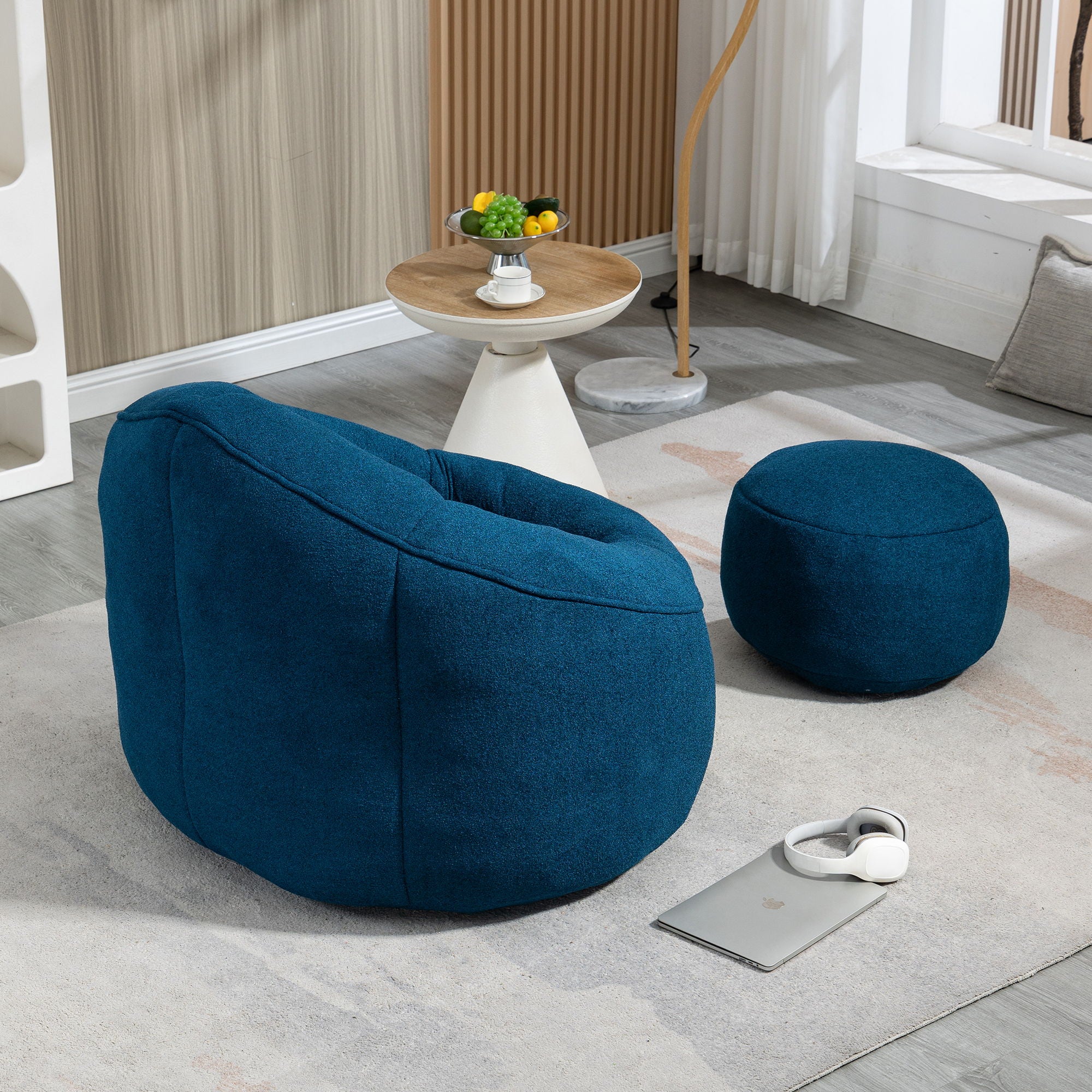 Bedding Bean Bag Sofa Chair High Pressure Foam With Footrest