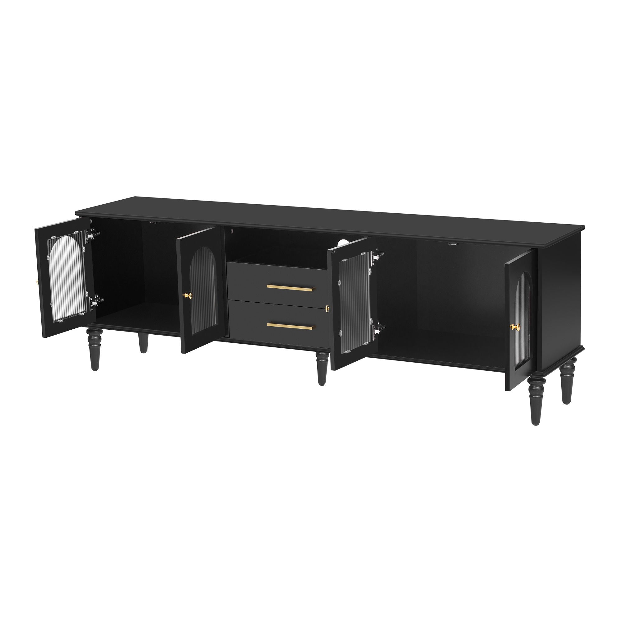 TV Stand For TVs Up To 75", Entertainment Center Media Console For Living Room - Black