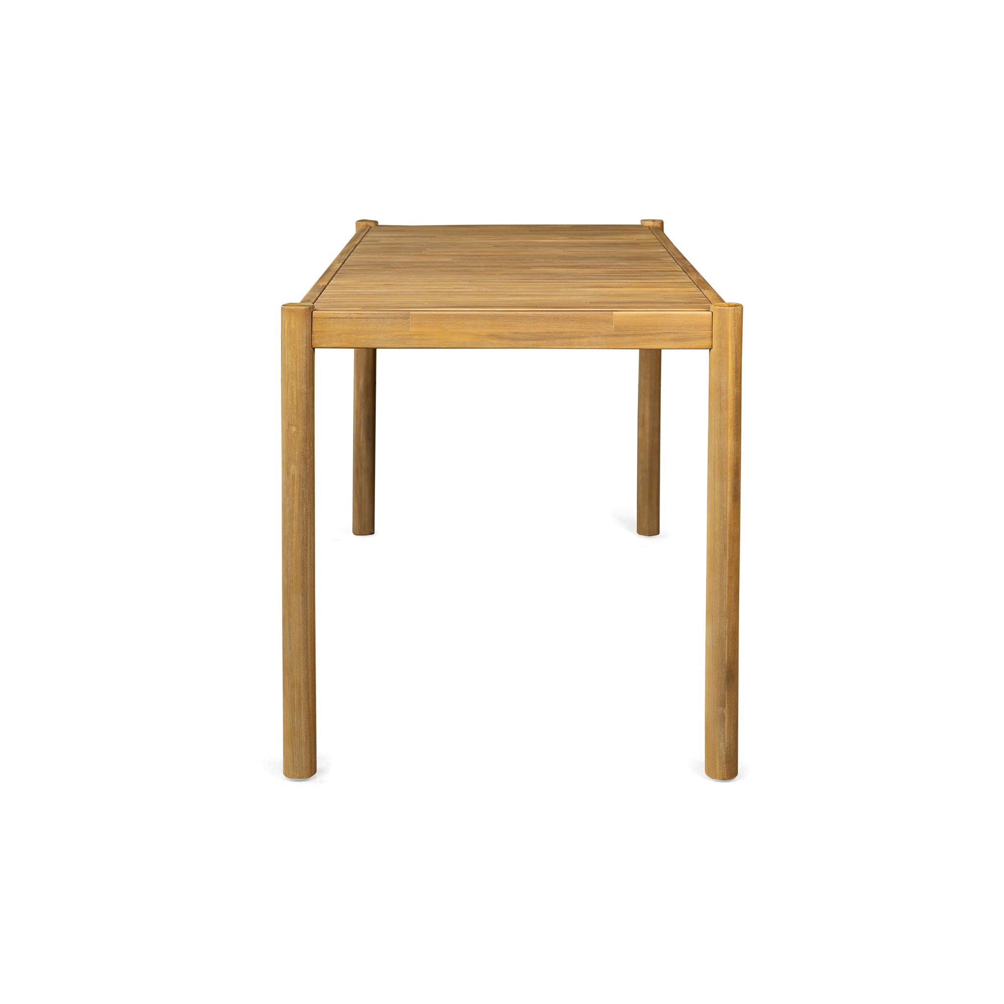 Outdoor Dining Set 1 Table 4 Chairs (Set of 5) - Teak / Beige
