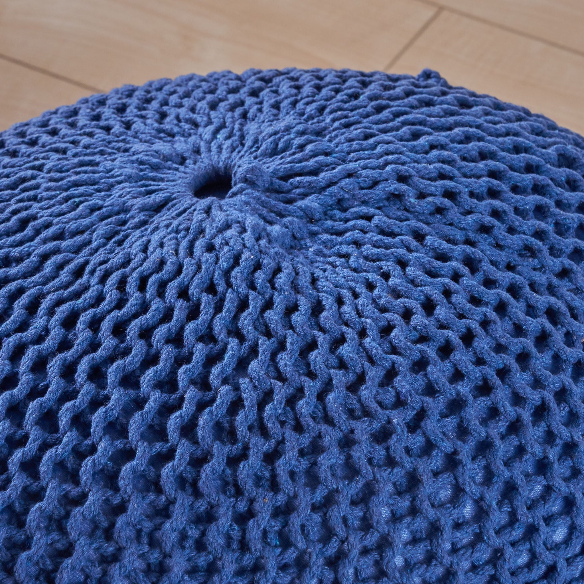 Bordeaux - Knitted Round Pouf, Versatile Ottoman And Floor Cushion