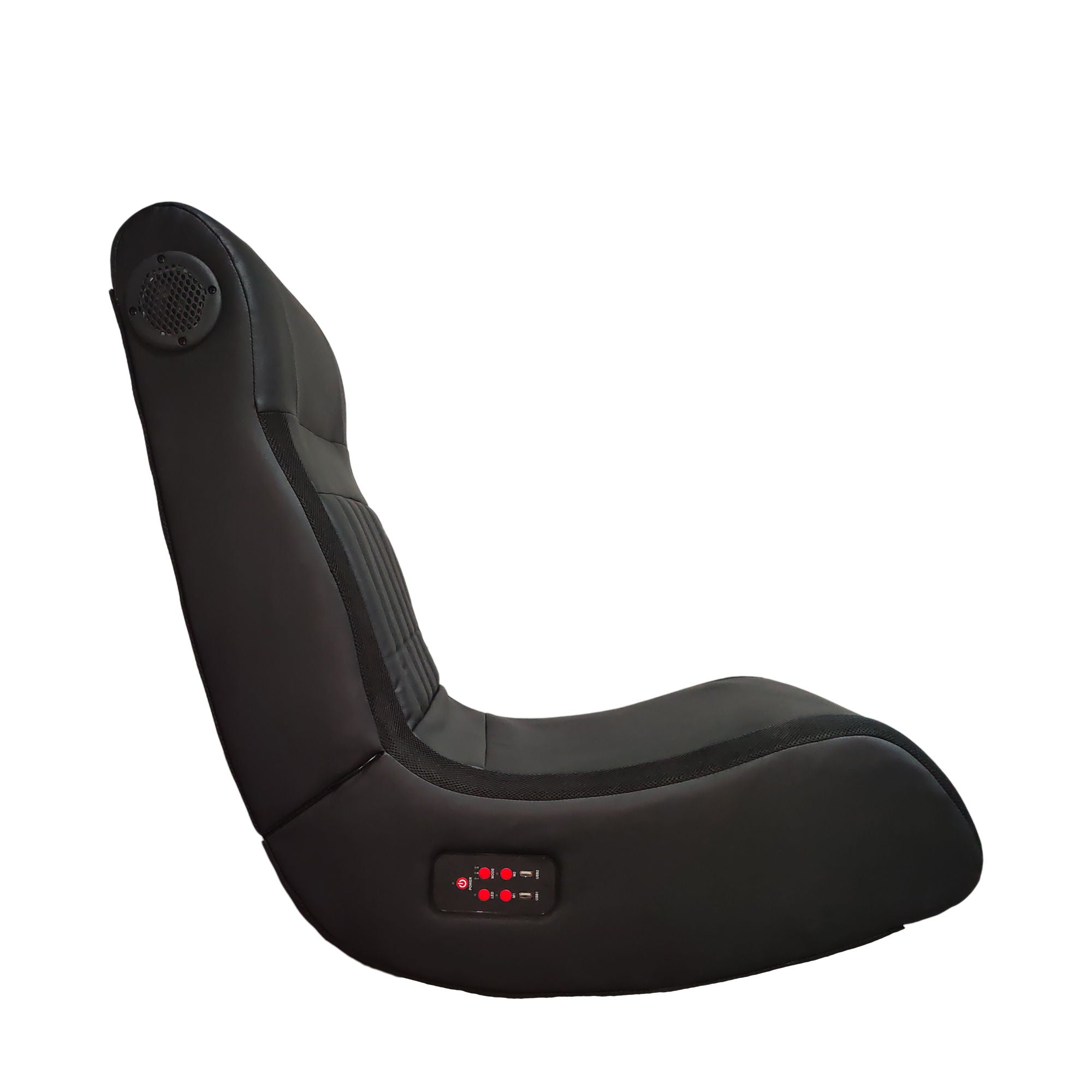 Foldable Gaming Chair With Onboard Speakers, LED Strip Lighting, Bluetooth, Vibration Massage, USB Charging Port - Black
