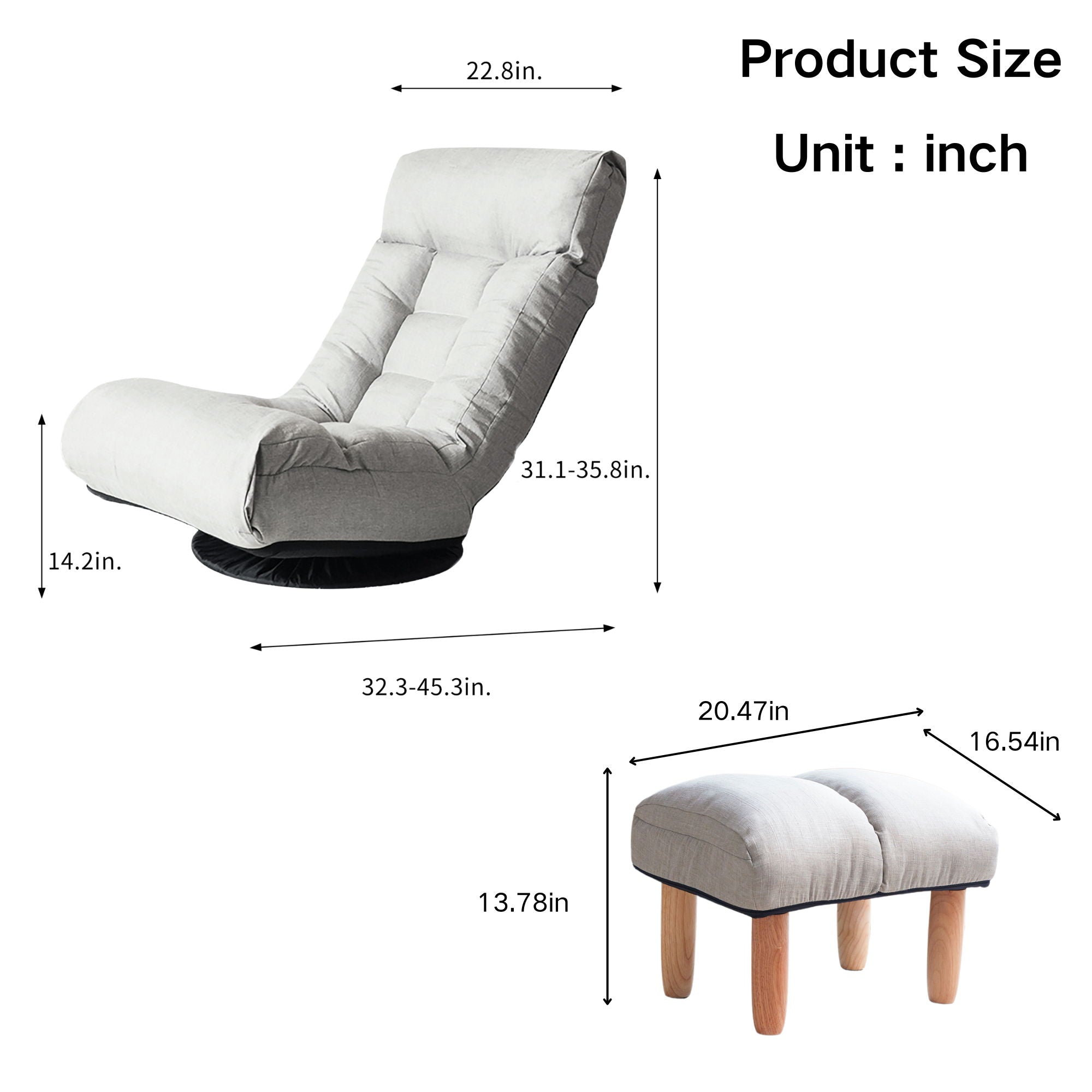 Adjustable Japanese Reclining Floor Chair Sofa With Metal Frame For Living Room