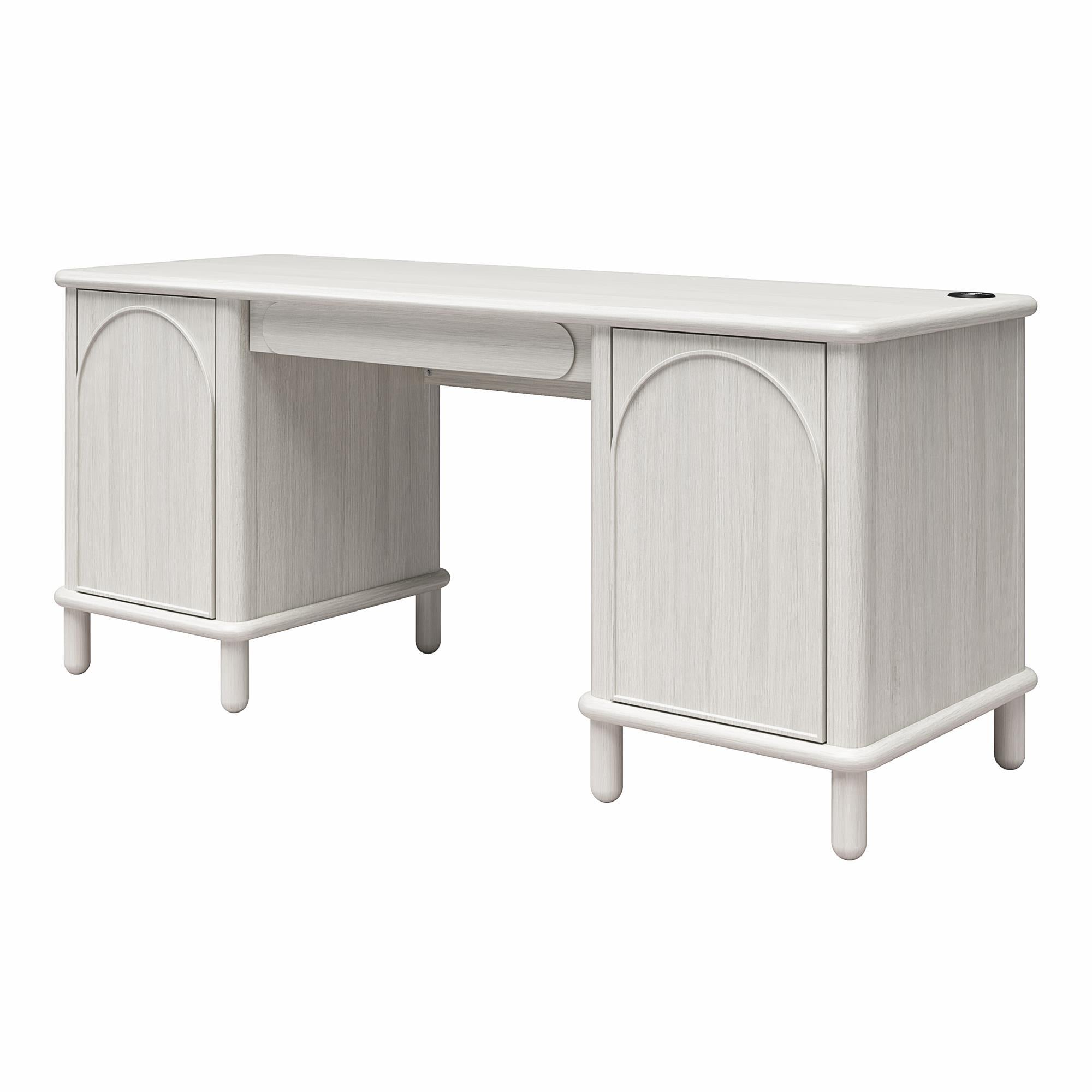 Selena - Double Pedestal Desk - Rustic White