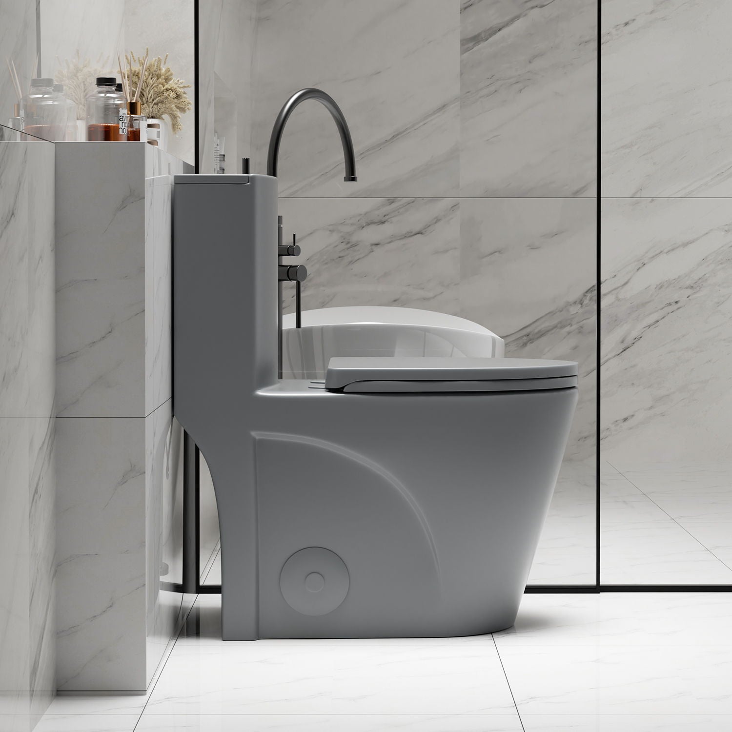 1 Piece Toilet With Tornado Flush, Dual Flush, And ADA Height Comfort Chair