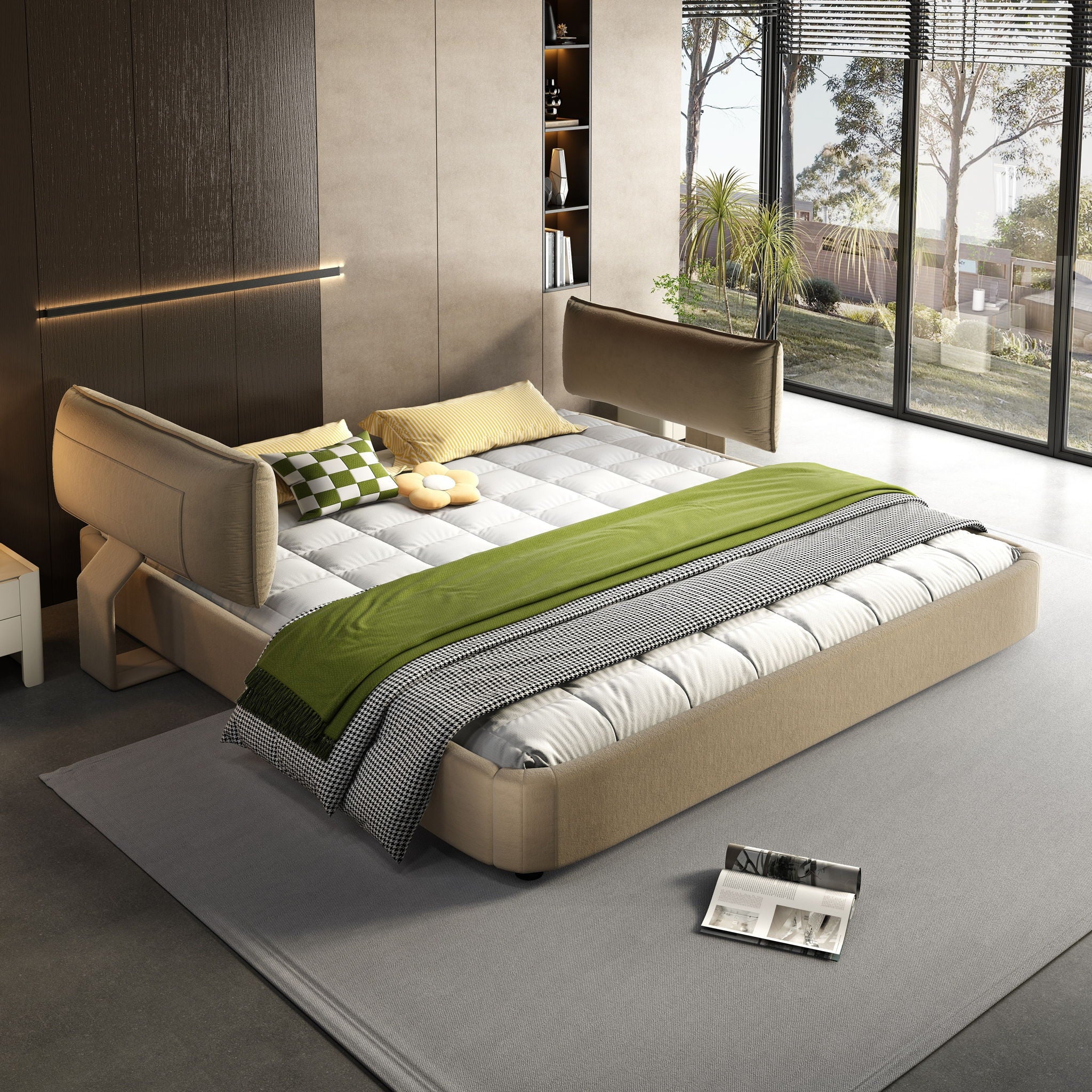 Cloud Bed Frame With Oversized Padded Movable Headboard
