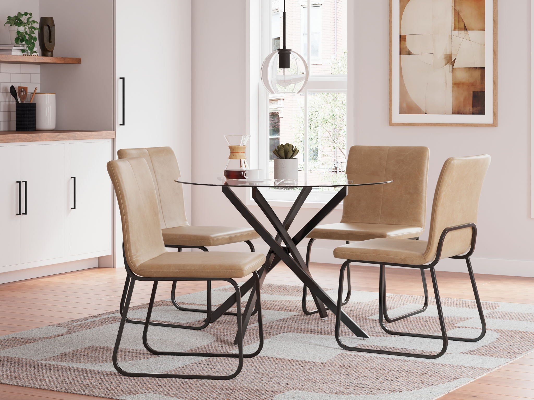 Pharwynn - 5 Pc. - Dining Room Table, 4 Side Chair - Black