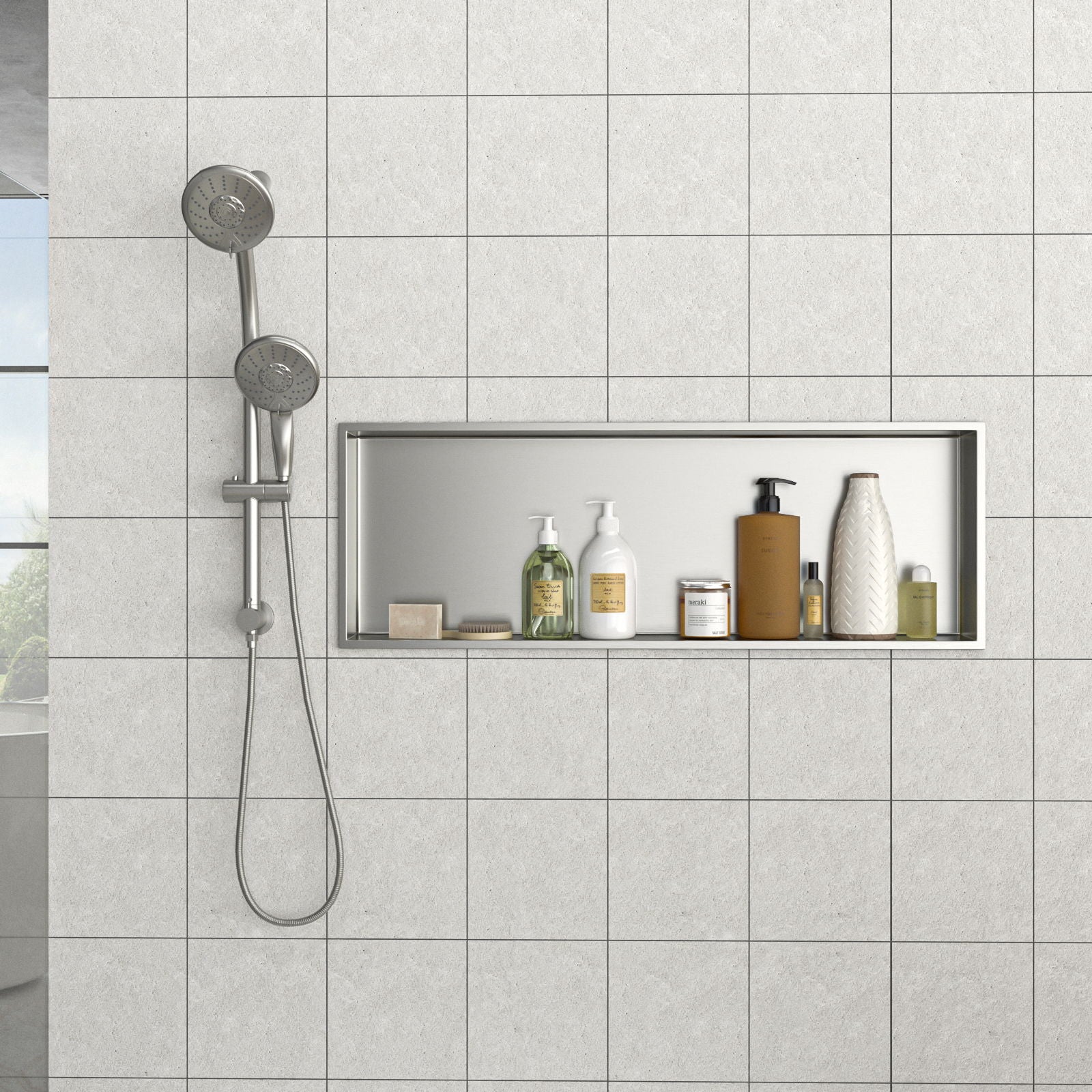 Stainless Steel Shower Niche With Seamless Design For Bathroom Storage