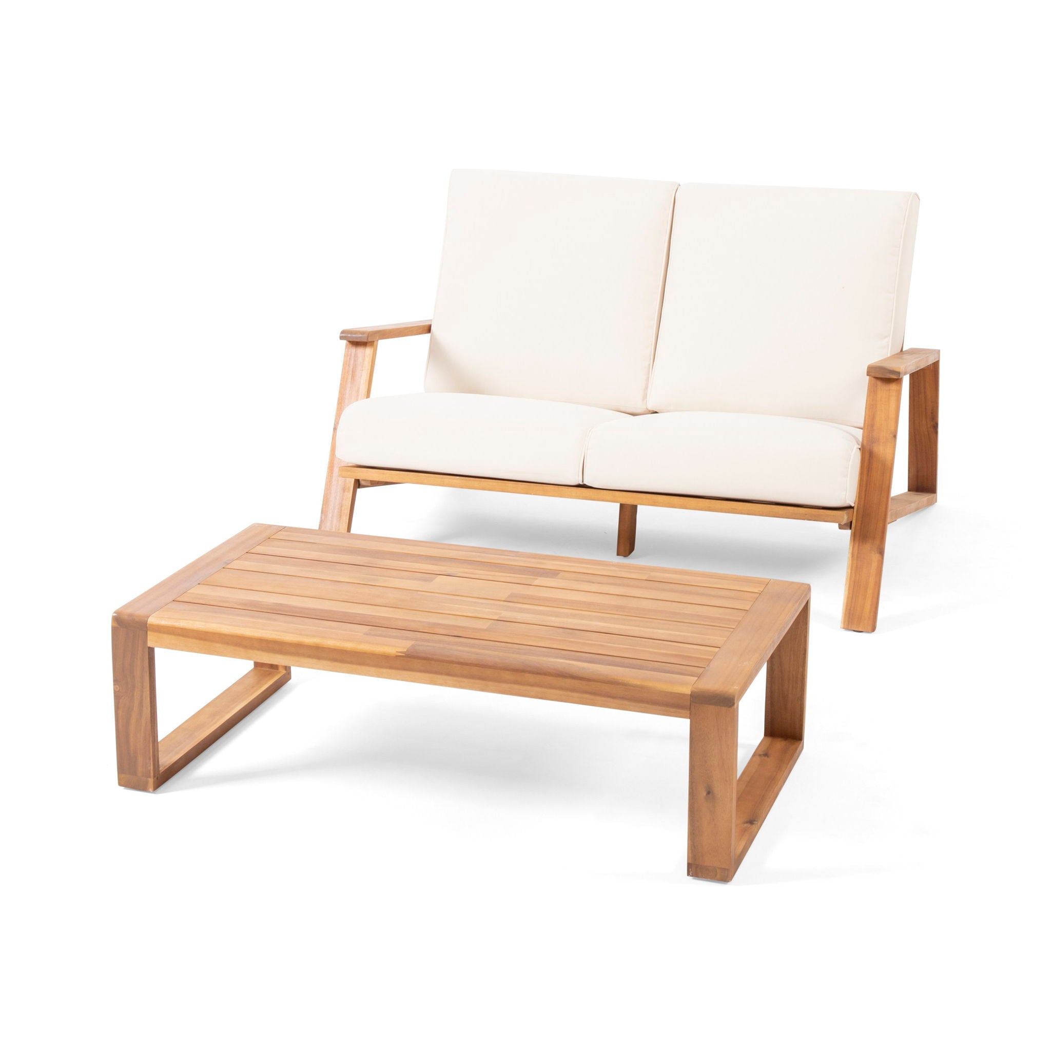 Paloma - Contemporary Loveseat And Coffee Table Set With Weather Resistant Cushions