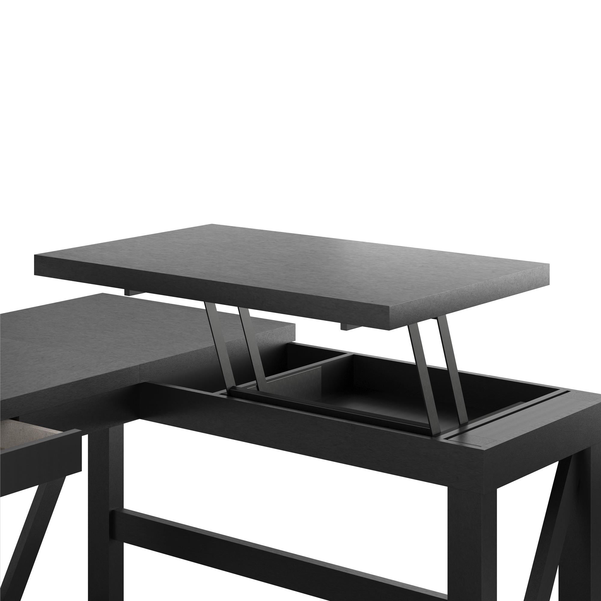 Crestwood - Lift Top L Desk - Black