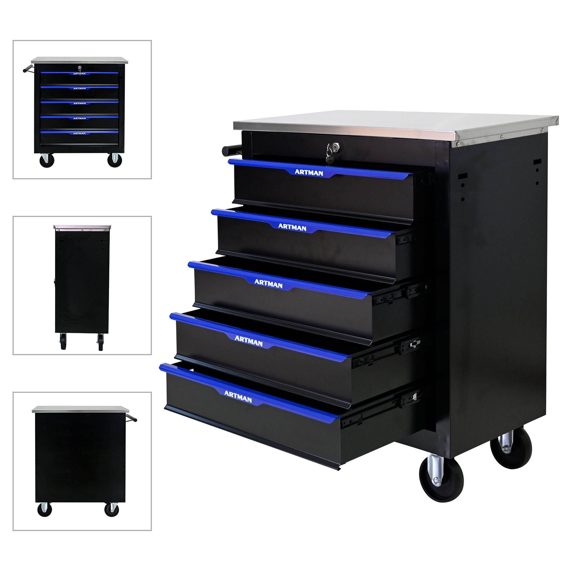 Drawer Multifunctional Tool Cart With Wheels