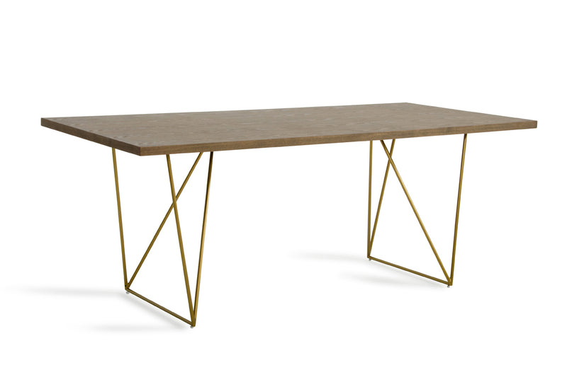 Modrest Marcia Mid-Century Tobacco & Antique Brass Dining Table