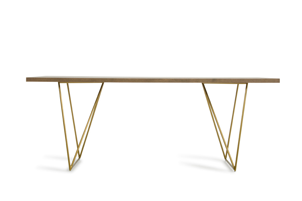 Modrest Marcia Mid-Century Tobacco & Antique Brass Dining Table