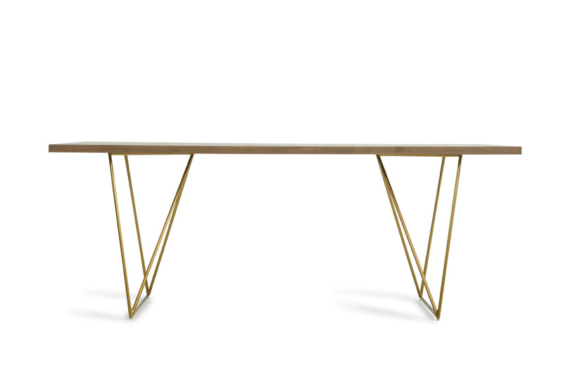 Modrest Marcia Mid-Century Tobacco & Antique Brass Dining Table