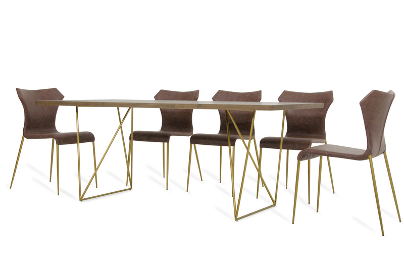 Modrest Marcia Mid-Century Tobacco & Antique Brass Dining Table