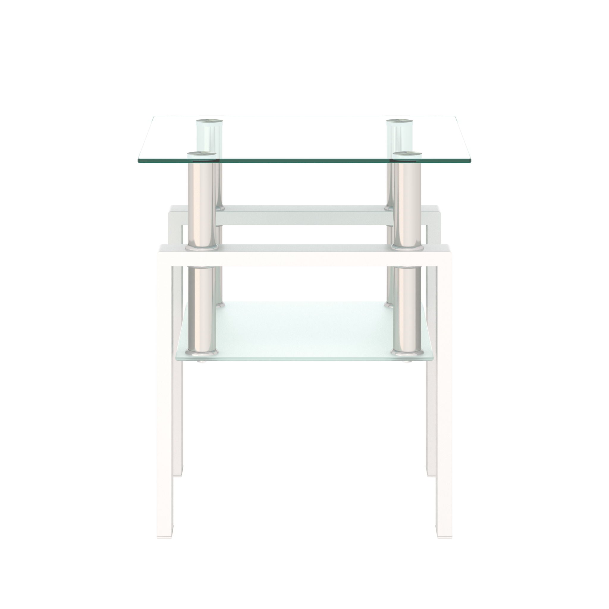 Modern Tempered Glass Tea Table, End Square Table For Living Room