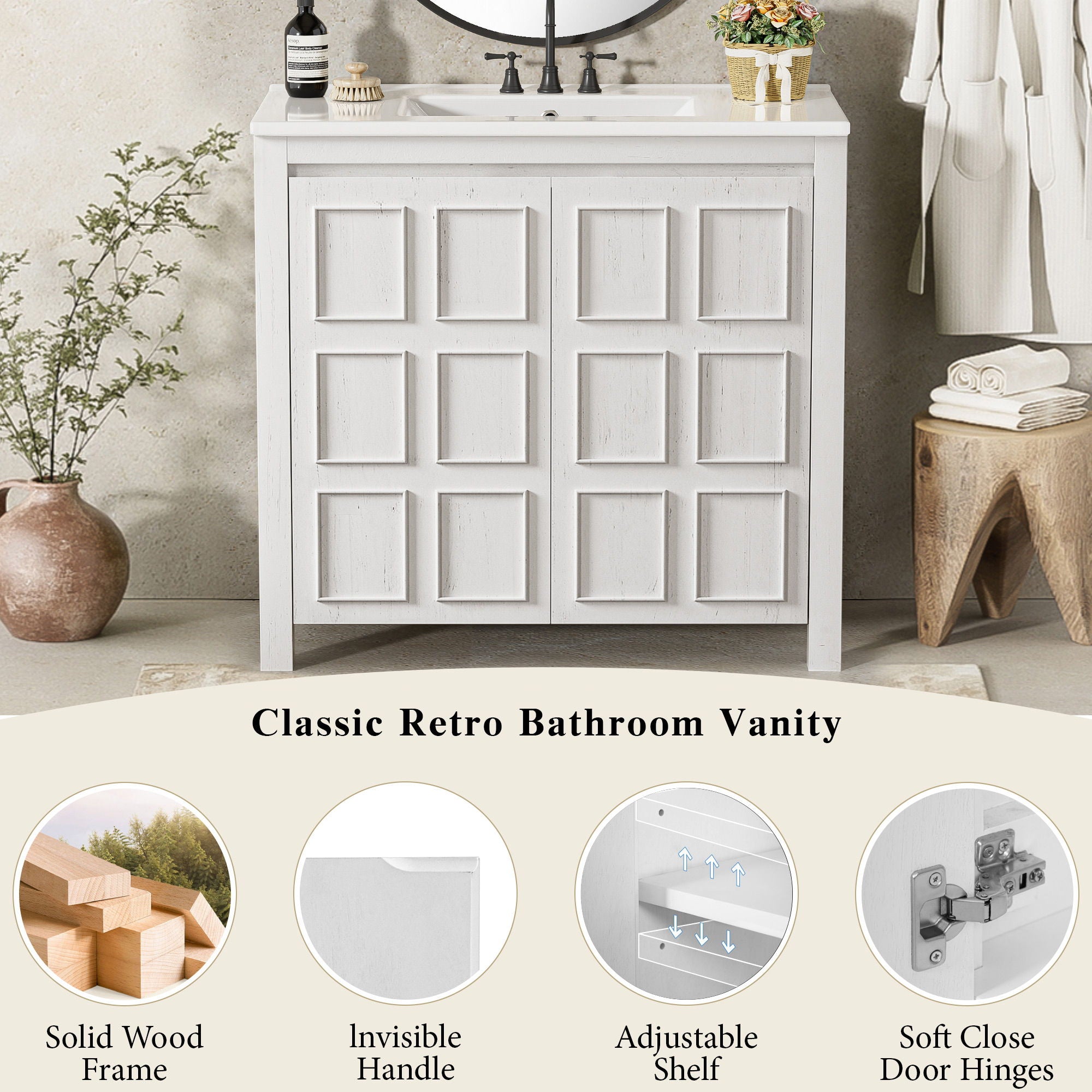 Bathroom Vanity Organizer With Sink, Combo Cabinet Set, Bathroom Storage Cabinet