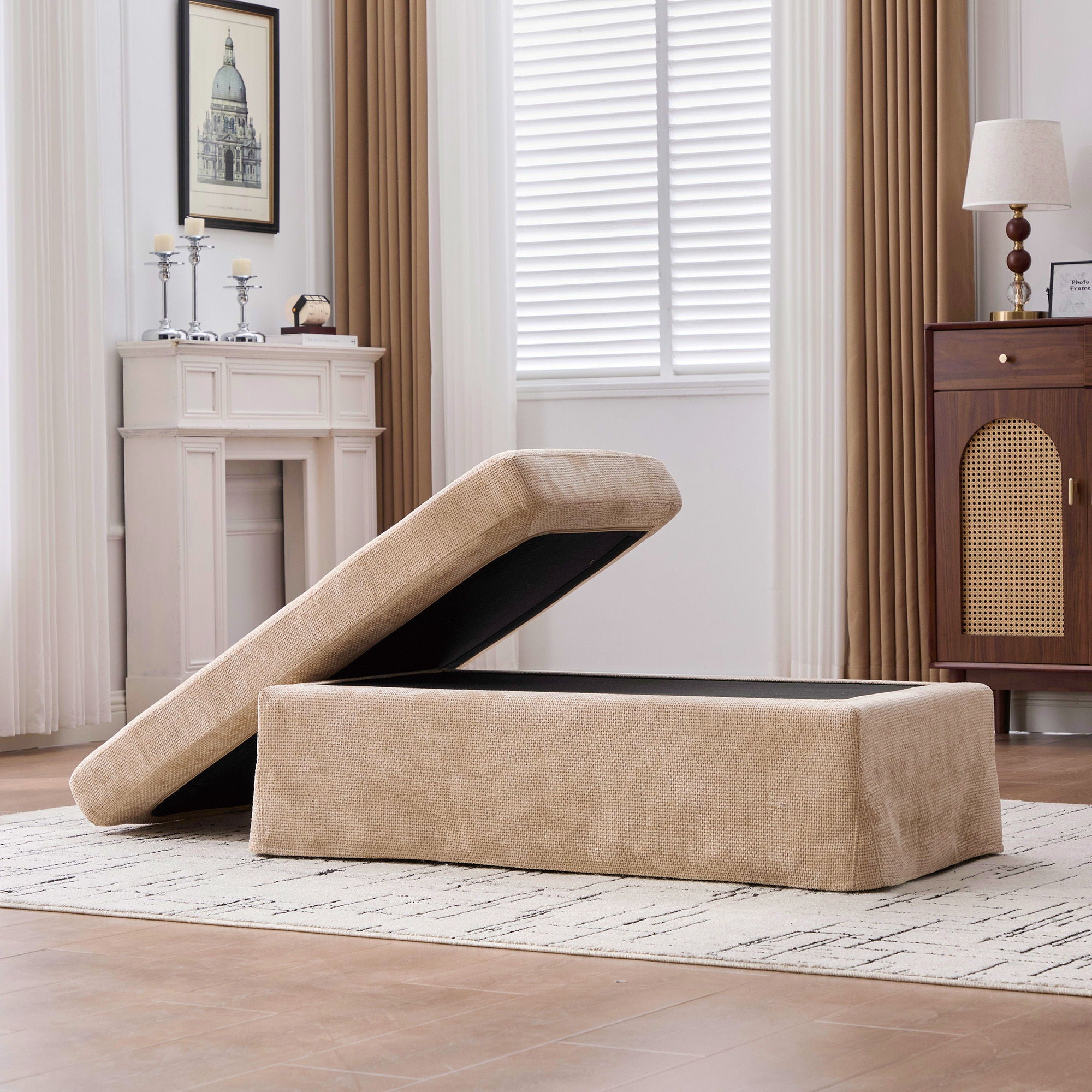 Ottoman Foot Stool With Metal Legs