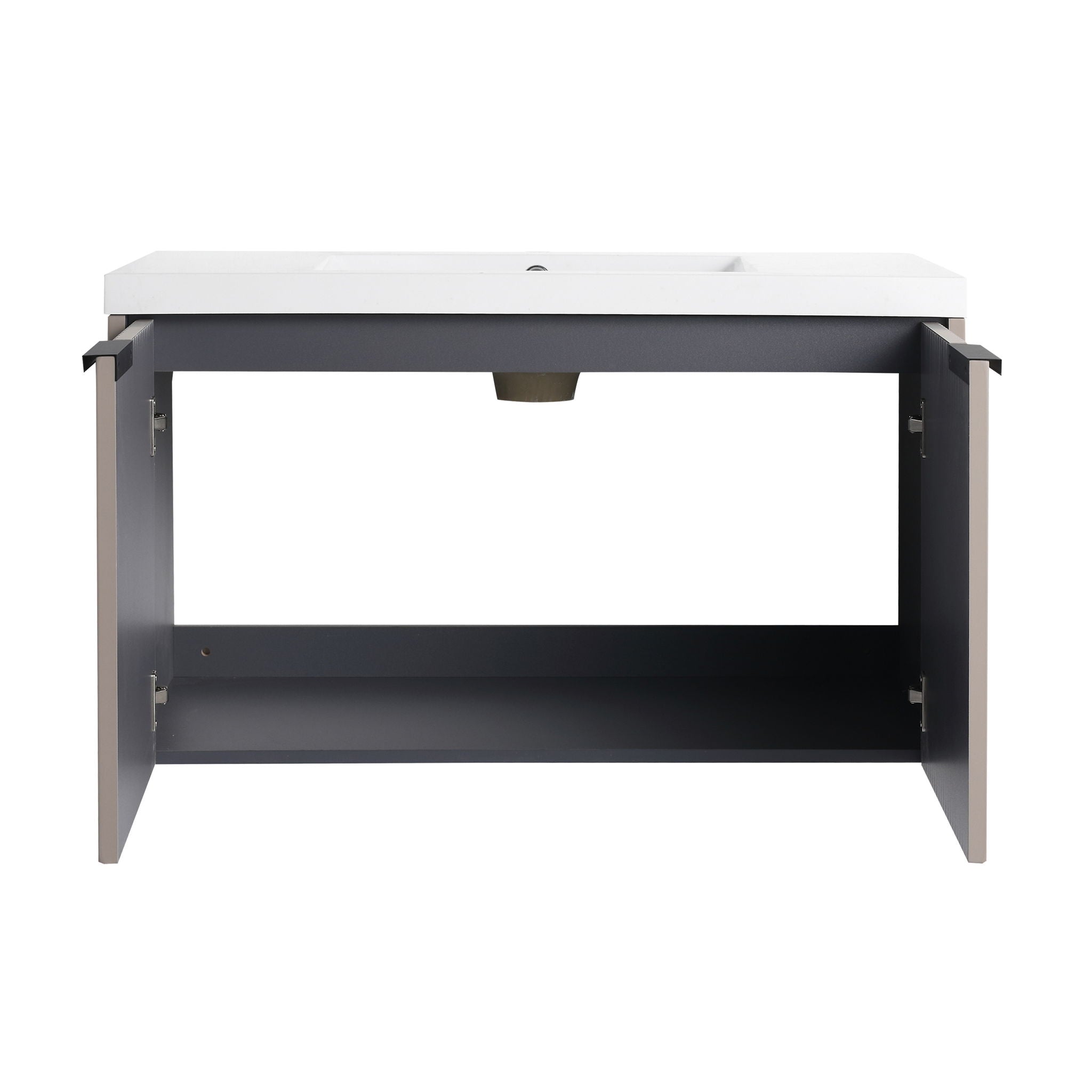 Contemporary Wall Mounted Bathroom Vanity With Resin Double Sink