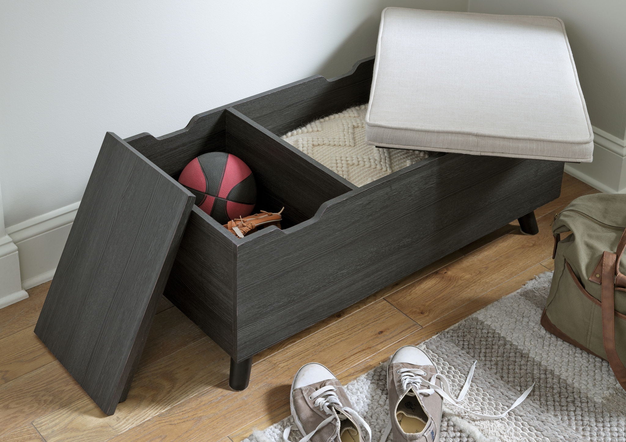 Yarlow - Storage Bench - Dark Gray