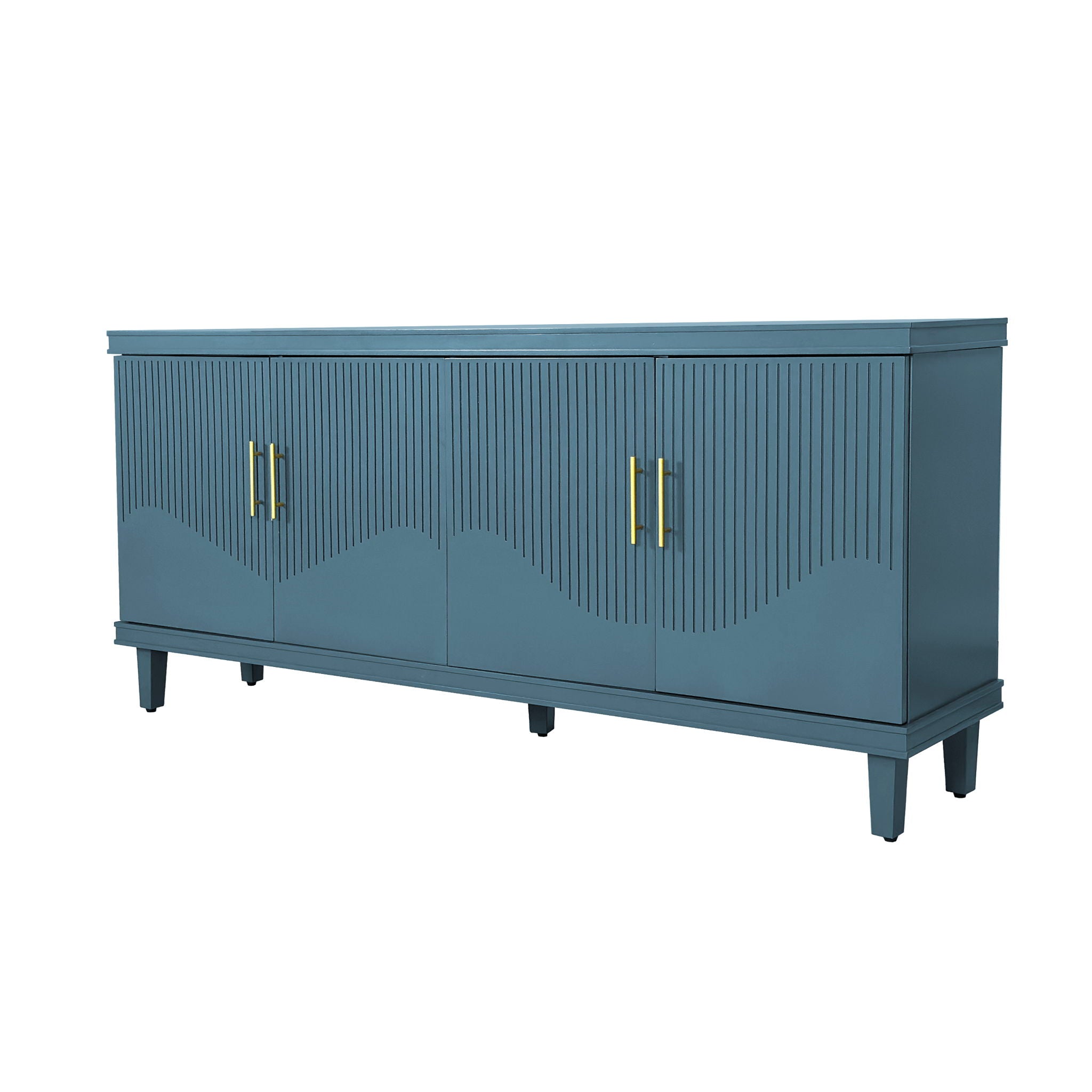4 Door Cabinet, Large Storage For Living Room - Blue