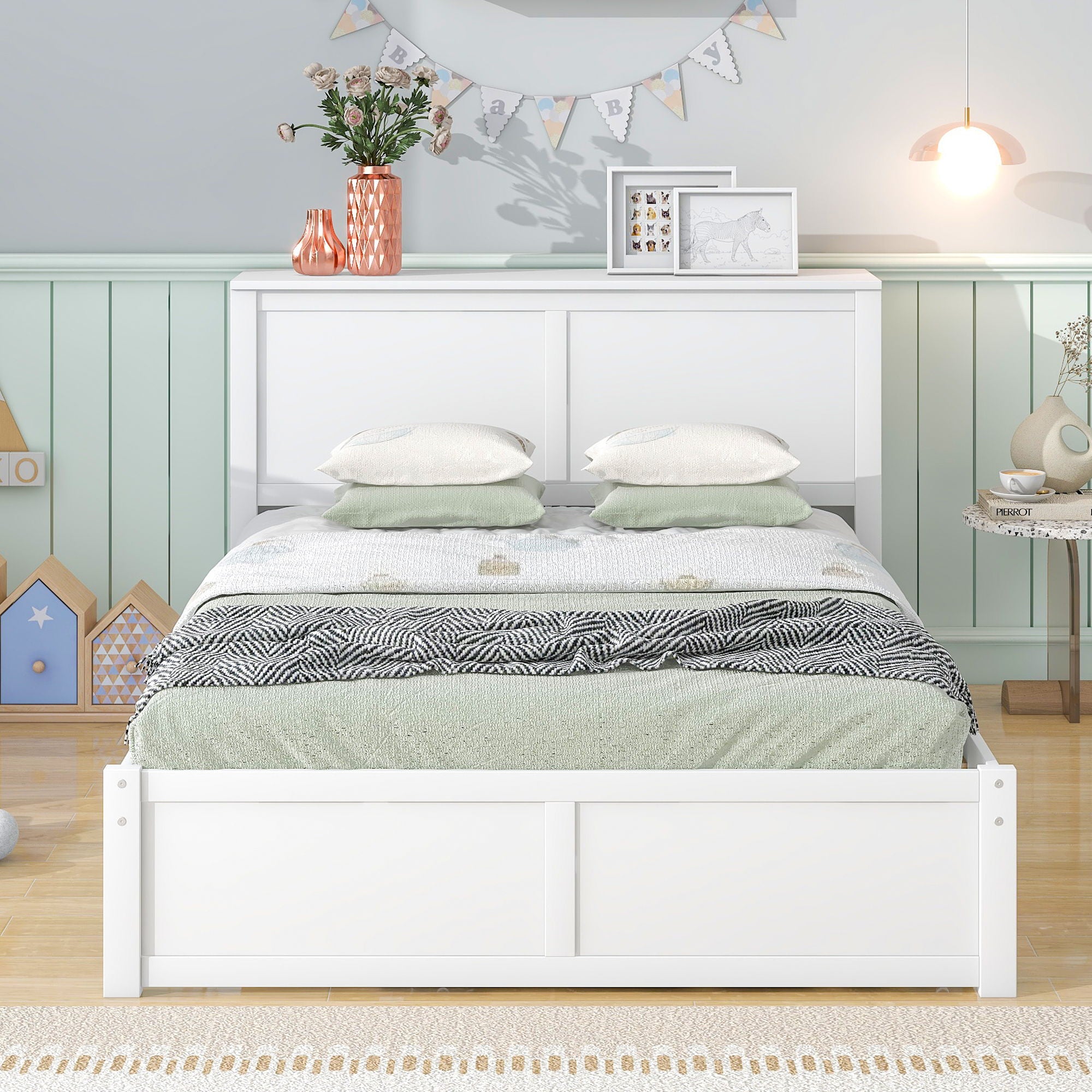 Storage Platform Bed With Pull Out Shelves And Trundle