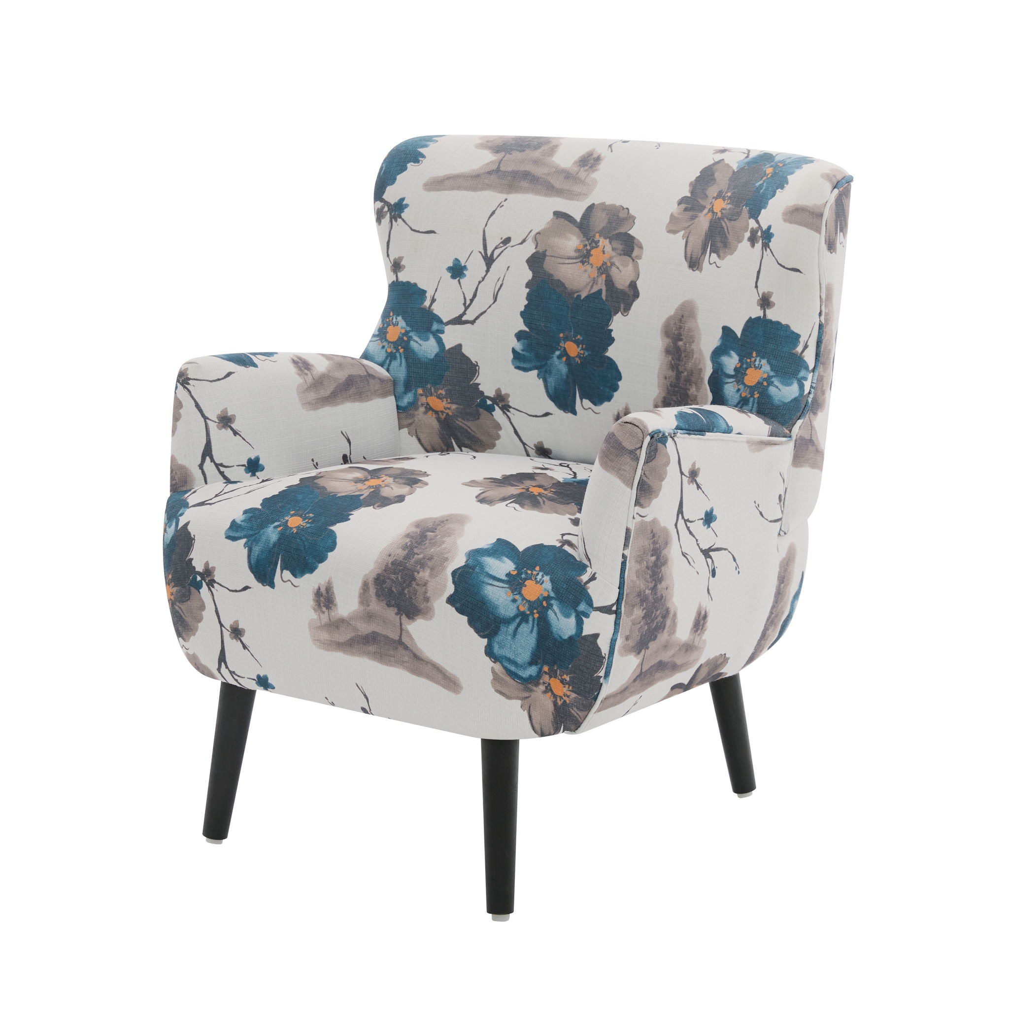Armchair With Round Arm - White / Blue