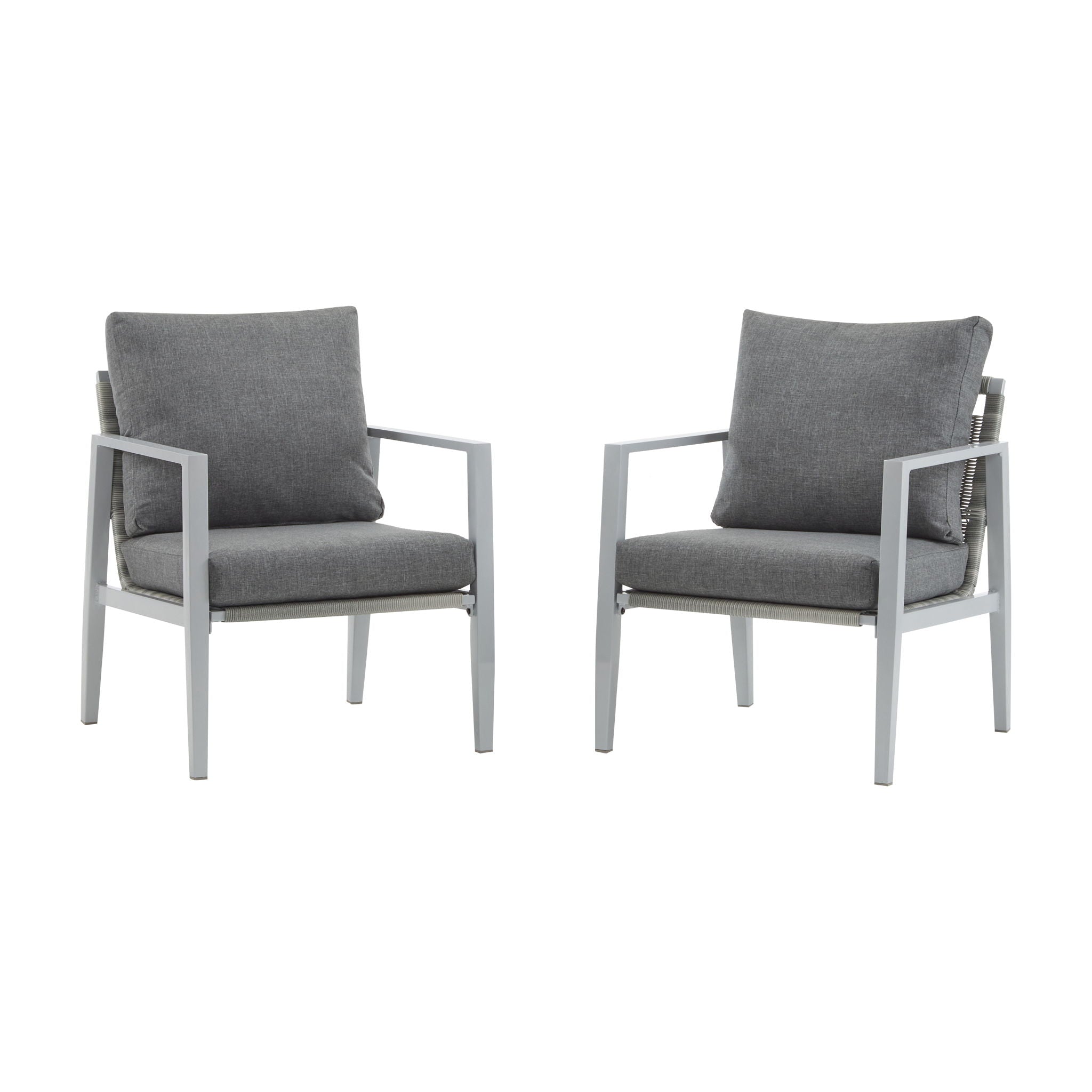 Modern Lounge Chair With Rope Accents And Cushions
