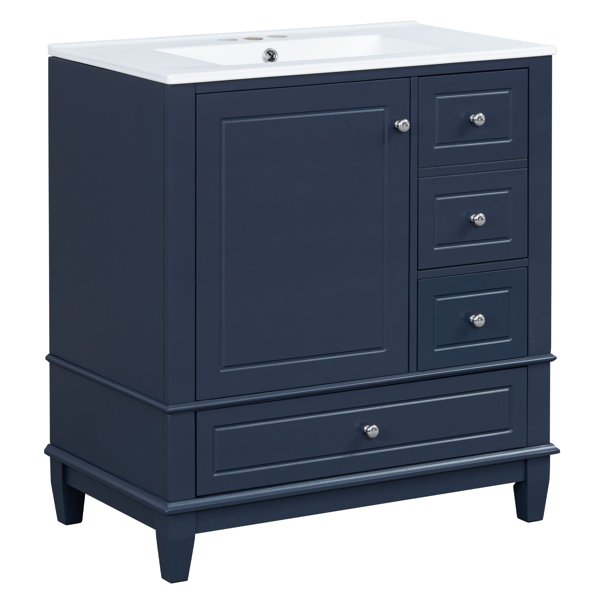Freestanding Bathroom Vanity With Sink, Soft Close Door, 3 Drawers