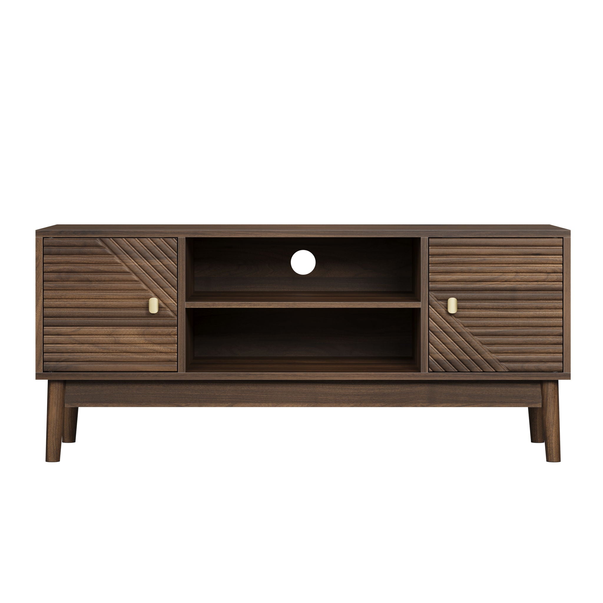 TV Stand, Entertainment Center With Storage, Media Console Table For Living Room - Walnut