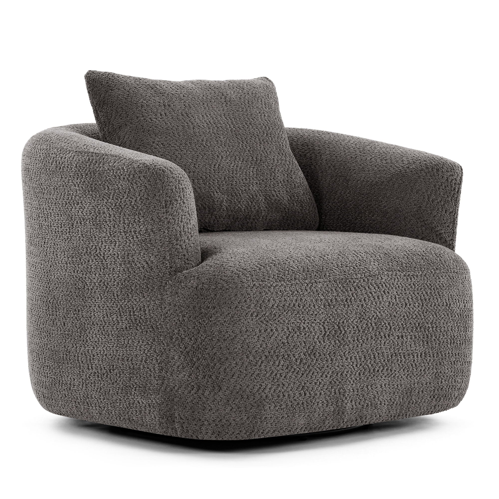 360° Swivel Barrel Sofa Chair With Throw Pillow, Upholstered Accent Chair